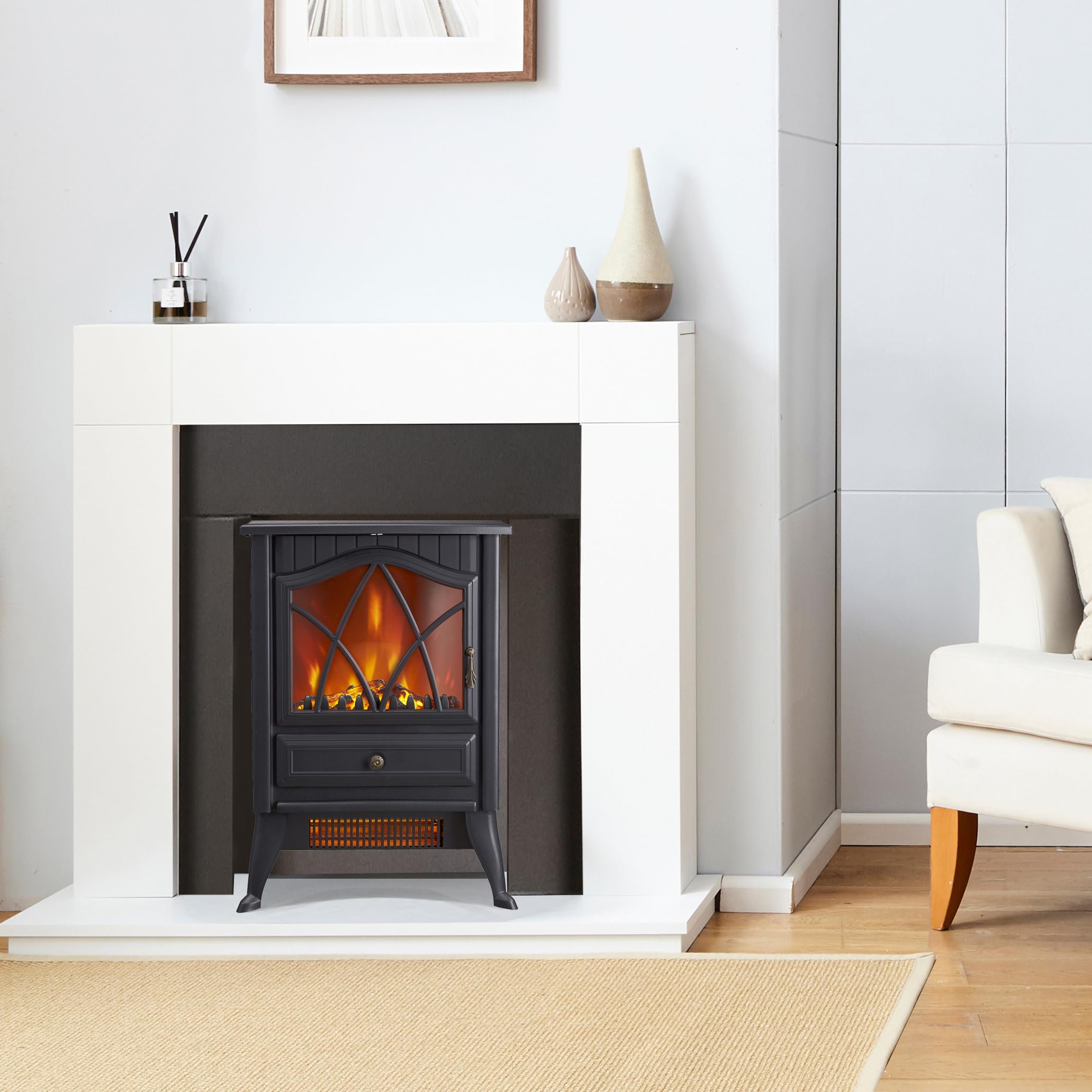 Neo 900w 1800w Freestanding Electric Fire Stove Heater Burner