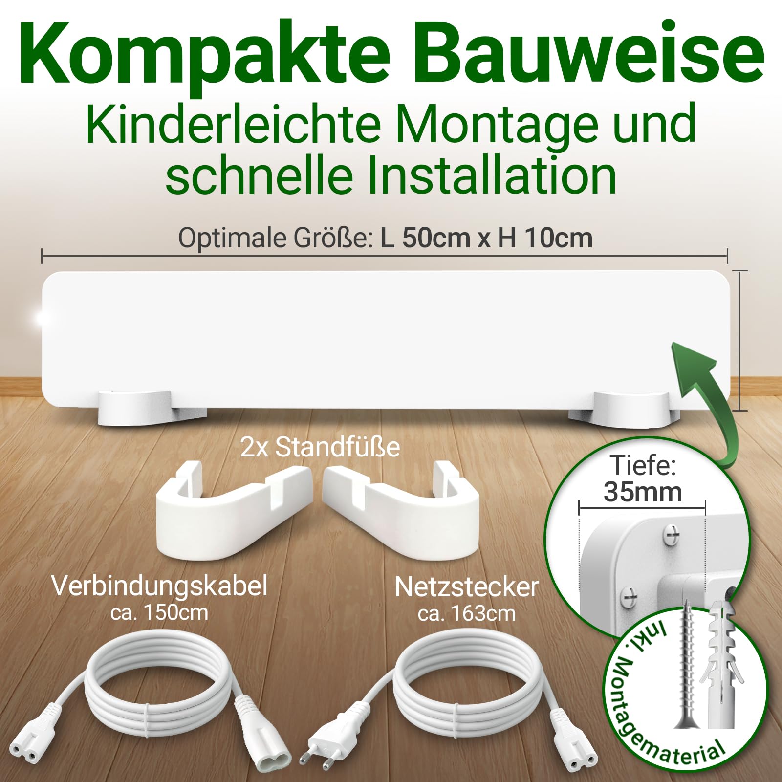 HEIMWERT Anti Schimmel Heizung mit Spezial Infrarot Schutzmembran - Tötet Schimmel besonders energiesparend und chemiefrei in Wand, Tapete, Bad, Keller ab - Anti Mold Dry 50w (Weiß)