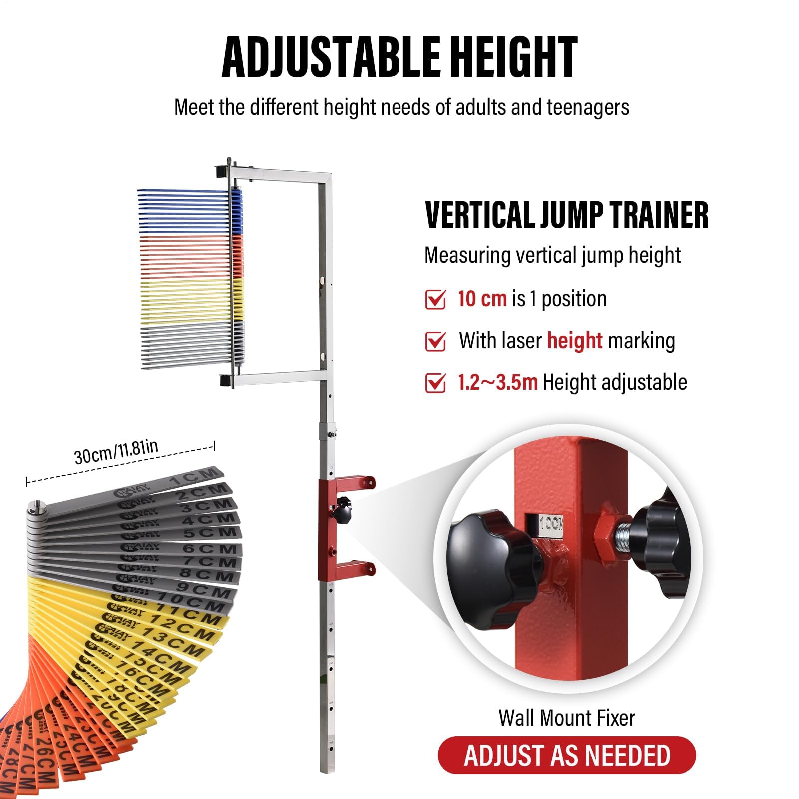 Mothdust Wand Vertikalsprung Messwerkzeug Verstellbare Hohe Tester