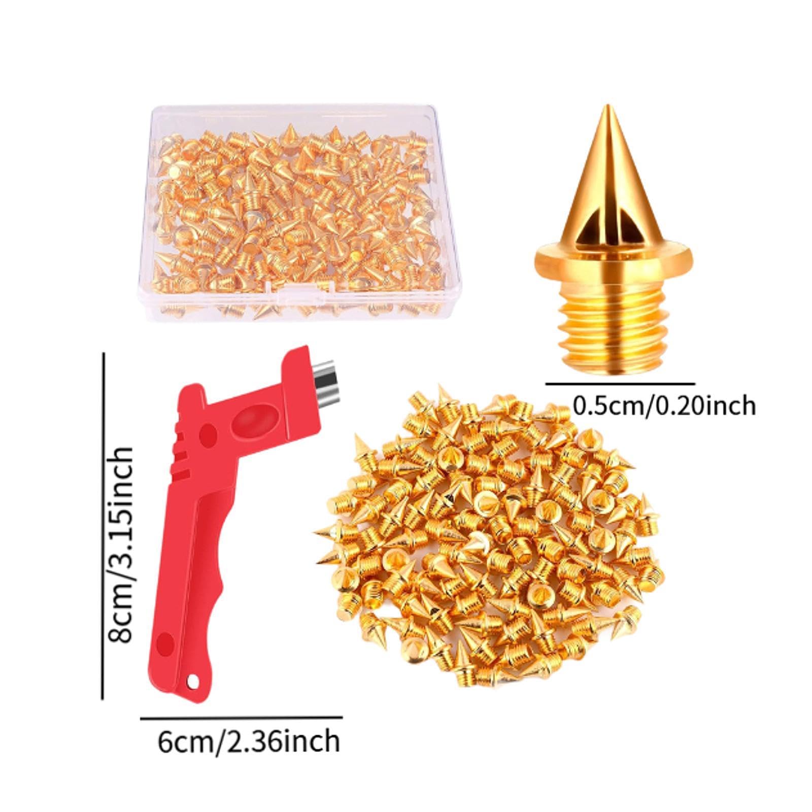 Yiju 120 Pieces Track Shoe Spikes 0.5 cm Adults Sturdy Practical Replacement Spikes with Wrench for Outdoor Cross Country Climbing, Gold