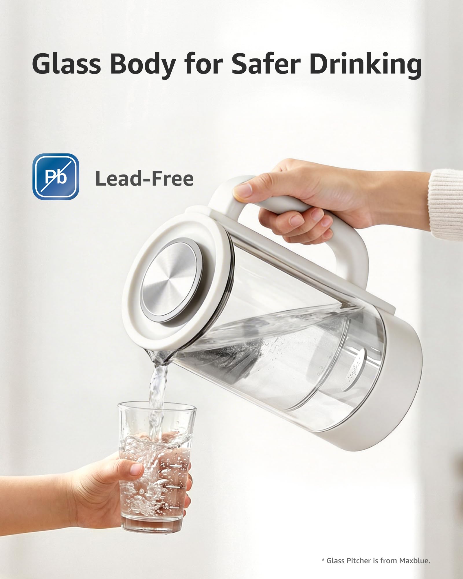 Maxblue GPWD-W Carafe en Verre, Compatible avec Waterdrop M6SL