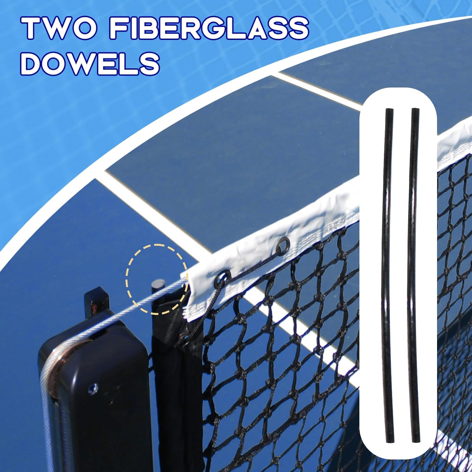 Tennis Net Outdoor Heavy Duty Professional Tennis Court Net Replacement Portable Tennis Net Nylon for Standard Tennis Courts [Includes 2 Fiberglass Dowels]