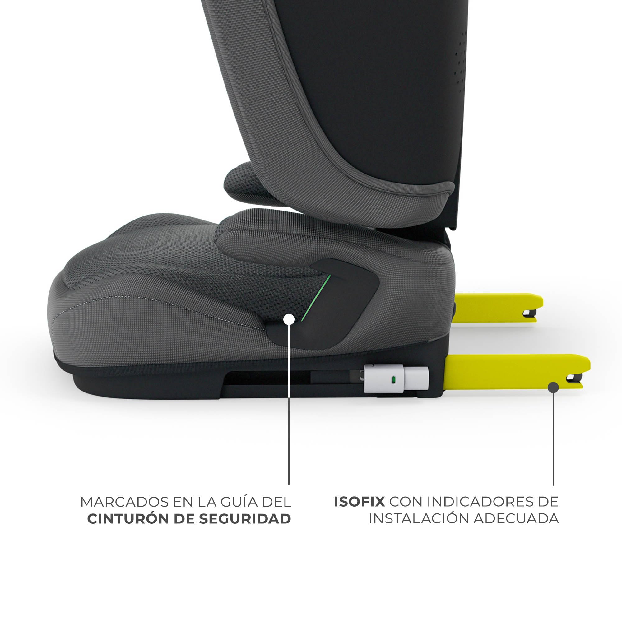 Kinderkraft UNITY 2, Fotelik 100–150 cm dla dzieci 3,5–12 lat, 5-stopniowa regulacja oparcia, Składany, ISOFIX, systemy SPS+ i H-GUARD, Tapicerka AIR FLOW, Łatwe czyszczenie, Szary