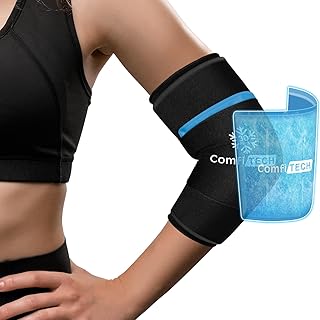 ComfiTECH Dual-Gel Elbow Ice Pack Wrap, Multi-Use Ice Pack for Elbow, Arm, Knee and Calf, Flexible Ice Sleeve for Tennis Elbows, Golfers Arm, Muscle Relaxation, Medium