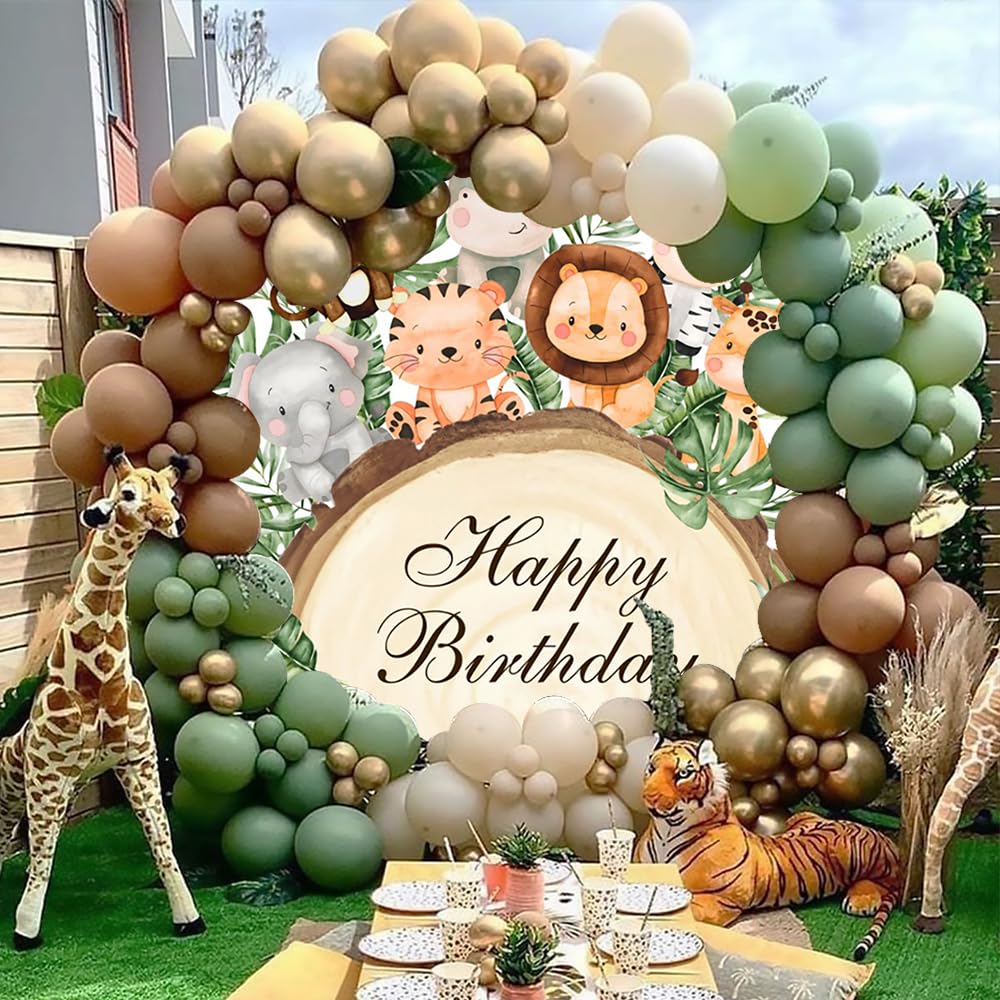 6ft Round Jungle Animal Backdrop - African Safari Photography Background For Parties