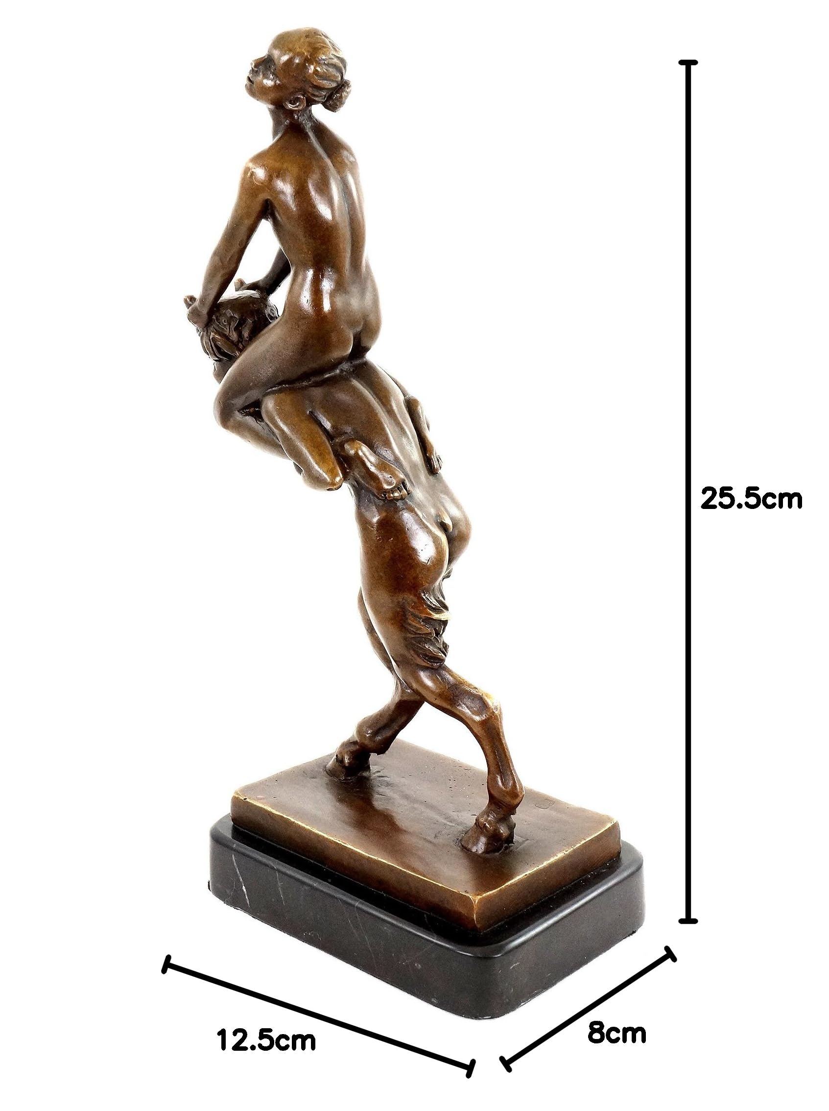 Kunst & Ambiente - Jungfer reitet Faun - Wiener Bronze - Bergmann signiert - Faun - Teufel - Satyr kaufen - Skulptur - Statue - Wohndeko