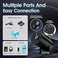 Vista 6 de Mini proyector con WiFi y Bluetooth Aplicaciones incorporadas Proyector inteligente Soporte 4K 1080P FHD 180° ajustable Keystone automático