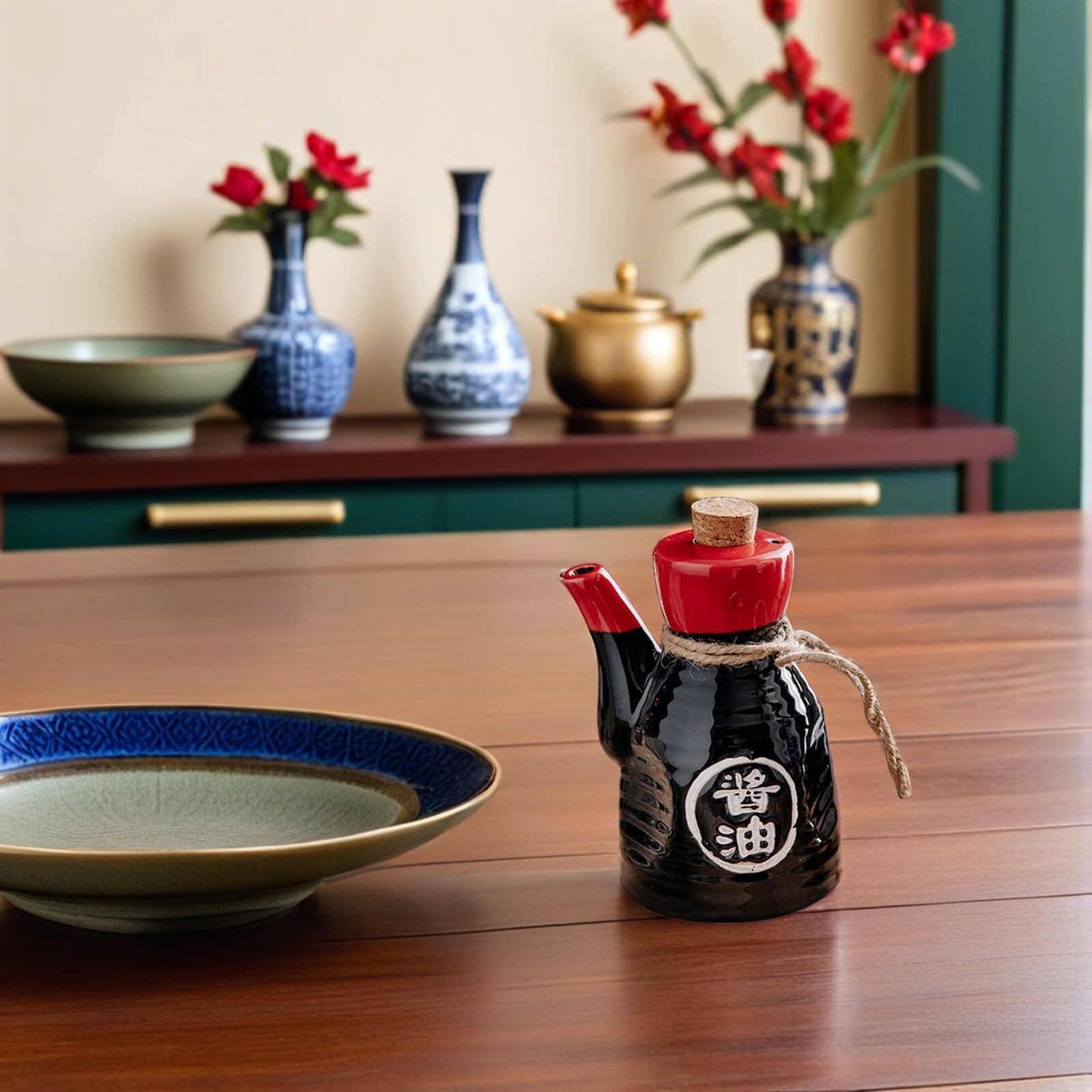 BESTonZON Japanese Style Ceramic Seasoning Pot - Soy Sauce & Oil Dispenser For Kitchen - View #10