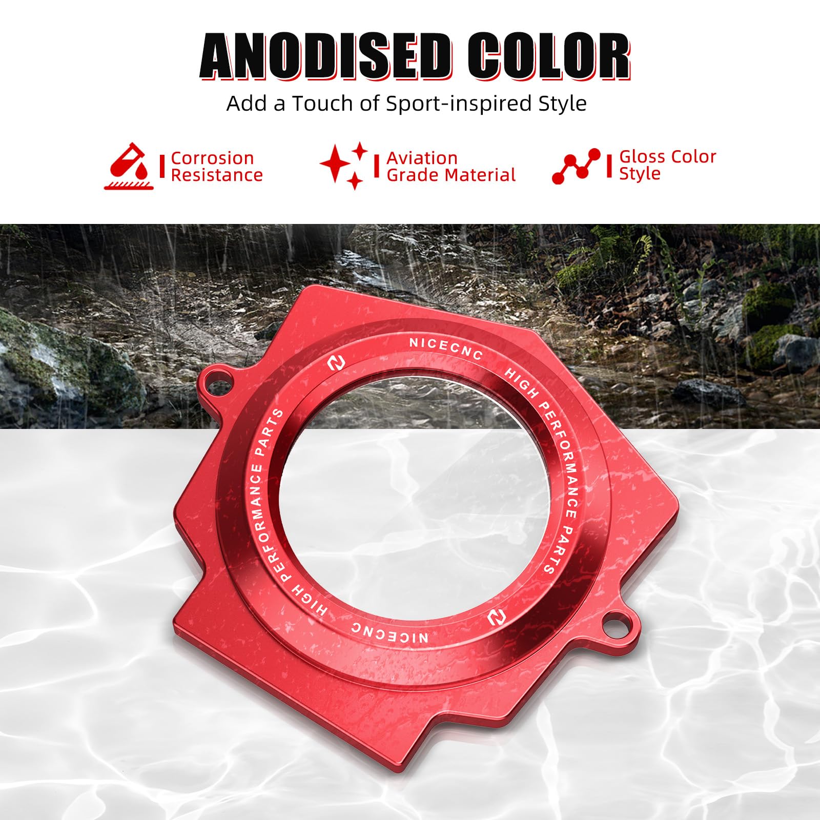 NICECNC Couvercle d'arbre à Came Transparent en Alliage d'aluminium Rouge Compatible with Yamaha Raptor YFM 700 2006-2024, Raptor 700 R 2009-2024, Raptor 700 SE 2009-2024