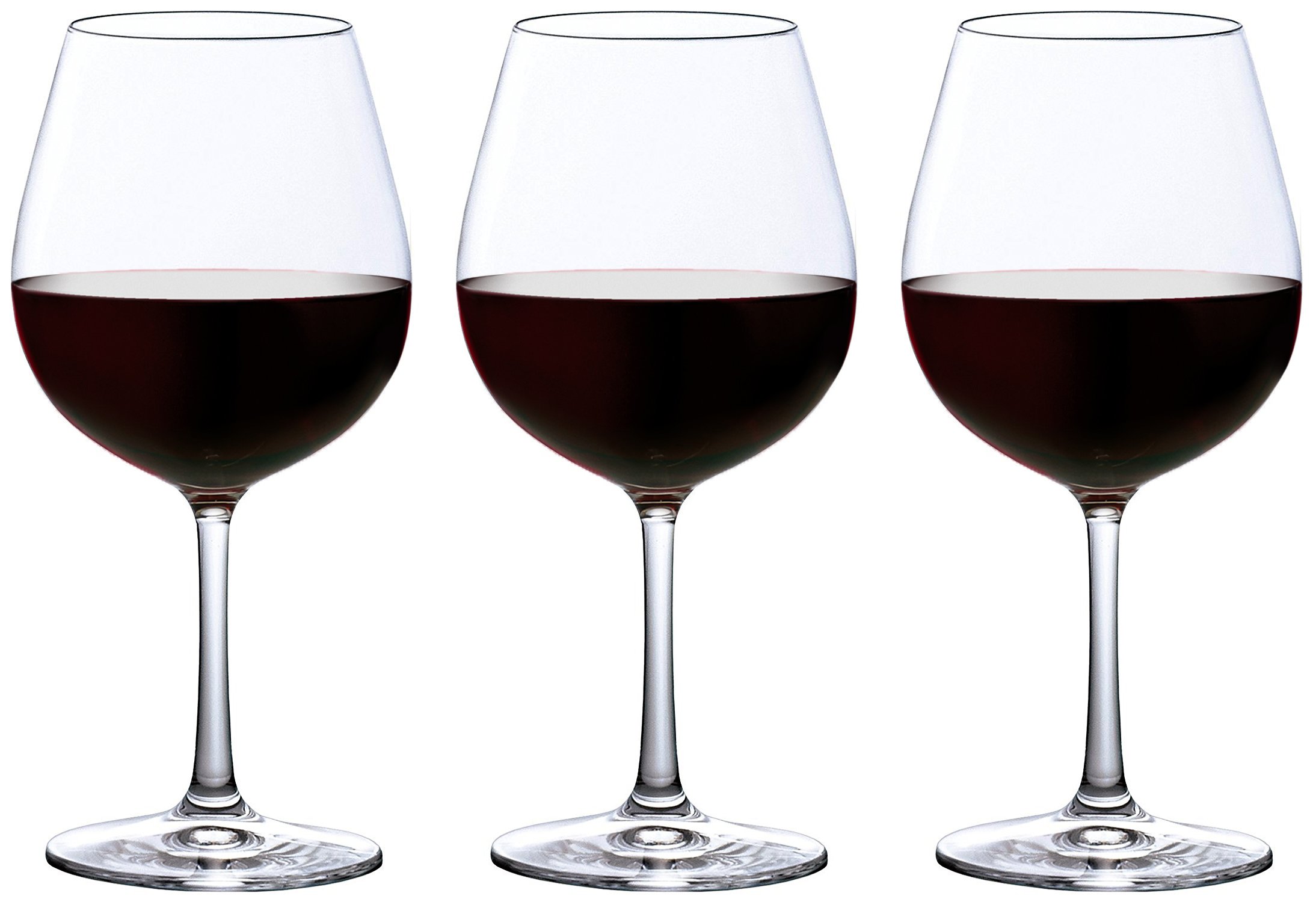 Aderia 8579 Wine Glass, Clear, 20.5 fl oz (575 ml), Break-resistant, Burgundy, Red, Set of 3, Dishwasher Safe, Made in Japan