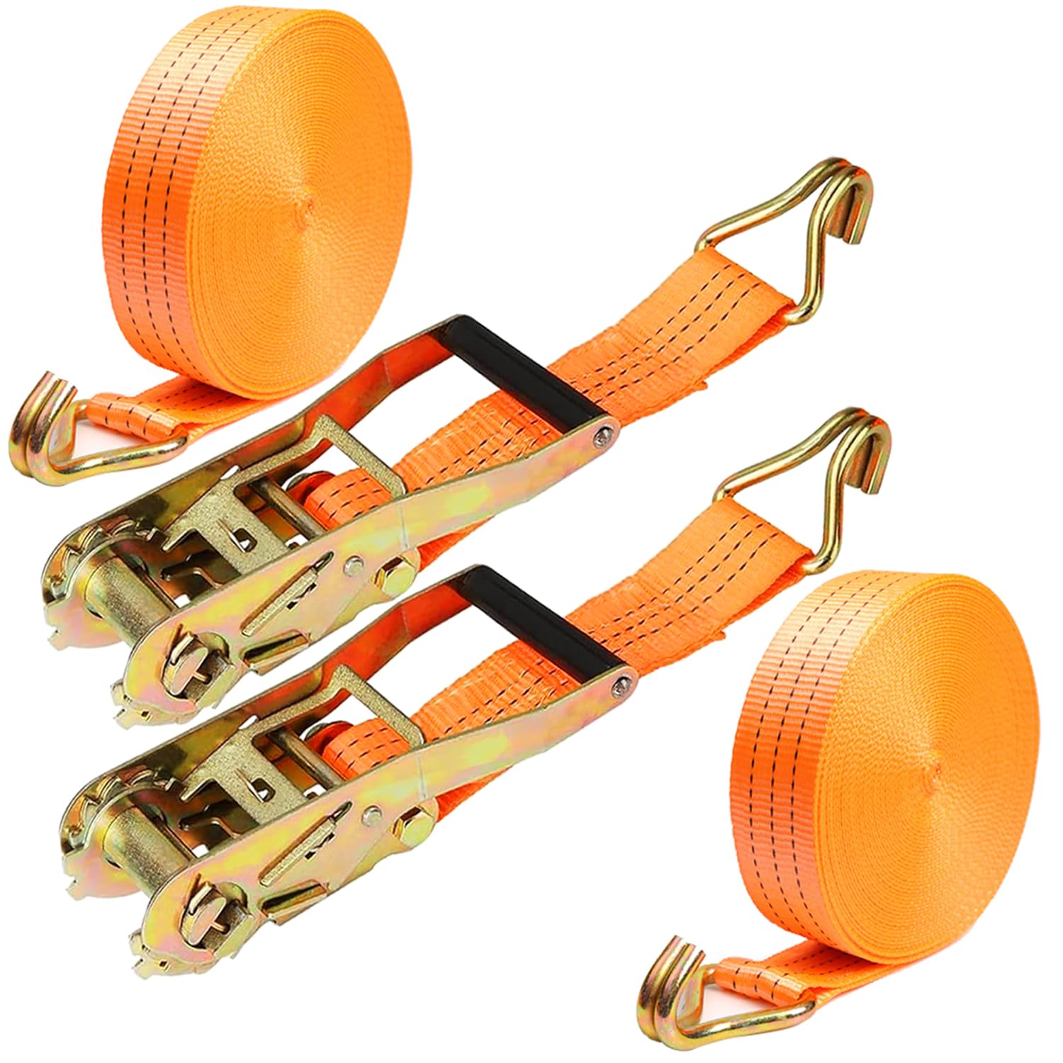 2Pcs Extra Wide Heavy Duty Ratchet Straps: 1.5 Inch (3.8cm) x 6m (20 FT)