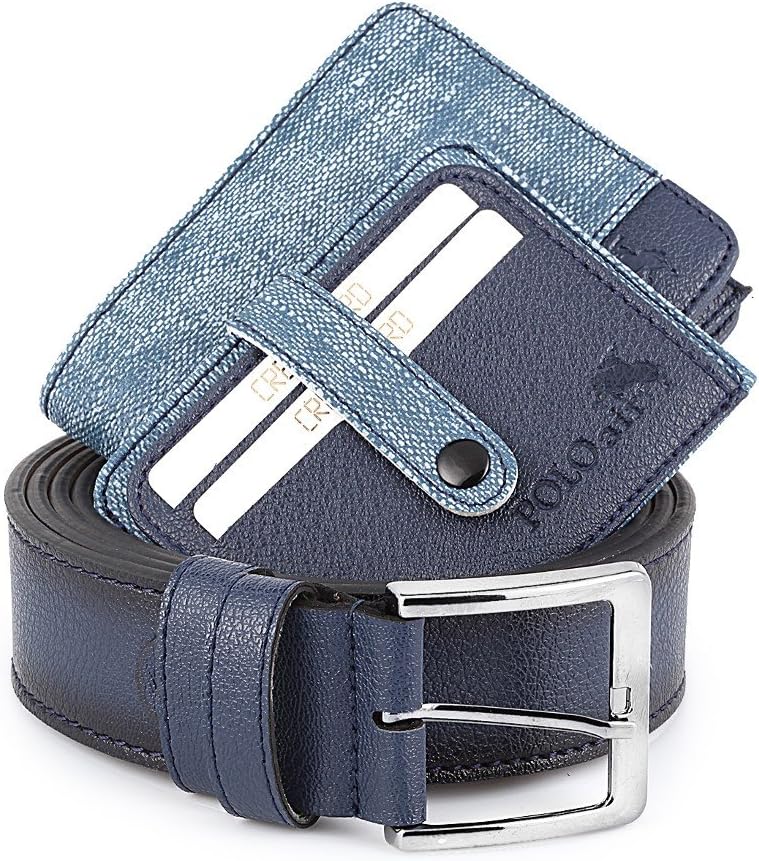 Men's Blue1 Accesories Gift Set Including (Wallet - Belt - Credit Card Holder - Key Chain - Bracelet - Bead Rosary-Box)