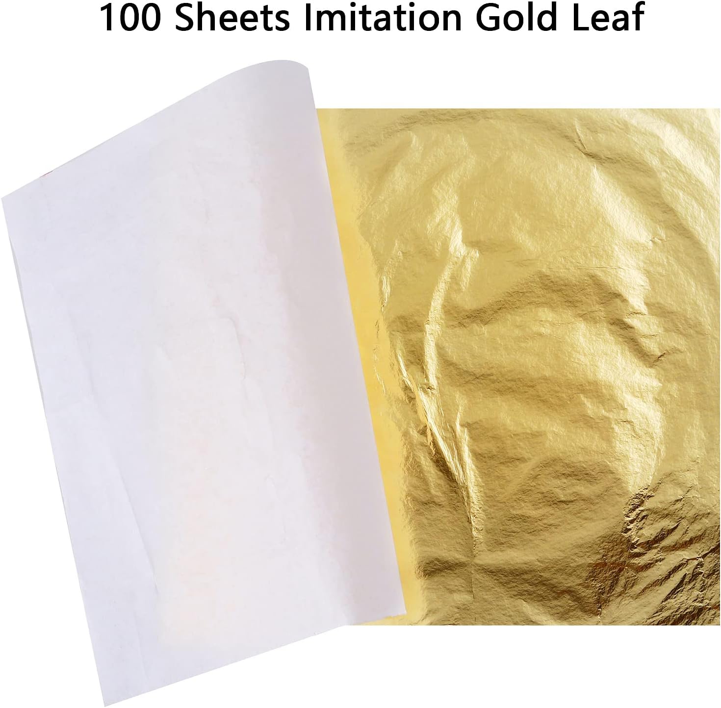 Gold Leaf Sheets for Arts, Painting, Gilding Crafting, Decoration, 5.5 by 5.5 Inches Imitation Gold Foil Sheets 100pcs