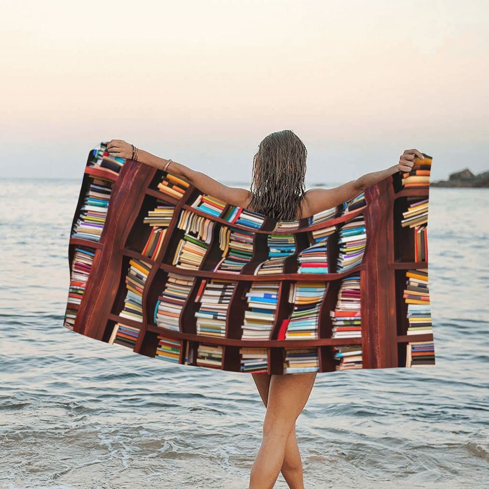 LSRCPD Books Microfibre Towel Bath Towel Beach Towel,Print Soft Warm Absorbent Personalised Towel Quick Dry