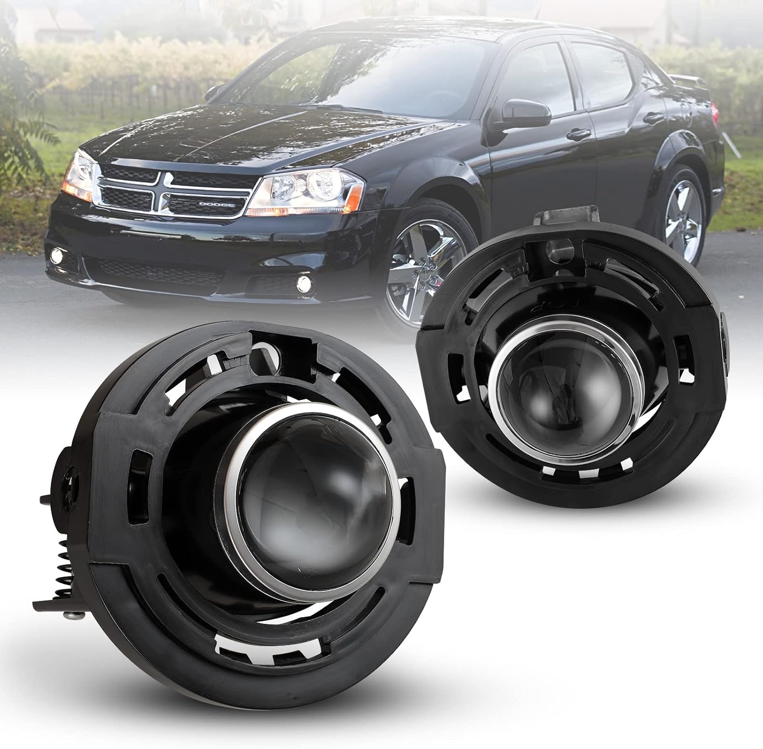 AUTOWIKI Fog Lights Fit For 2011-2016 Chry 200/300, 2015-2019 Dodge Challenger, 2012-2014 Dodge Charger/Avenger, 2014-2019 CHEROKEE, 2014 COMPASS/PATRIOT Fog Lamps Assembly With Clear Lens 2PCS