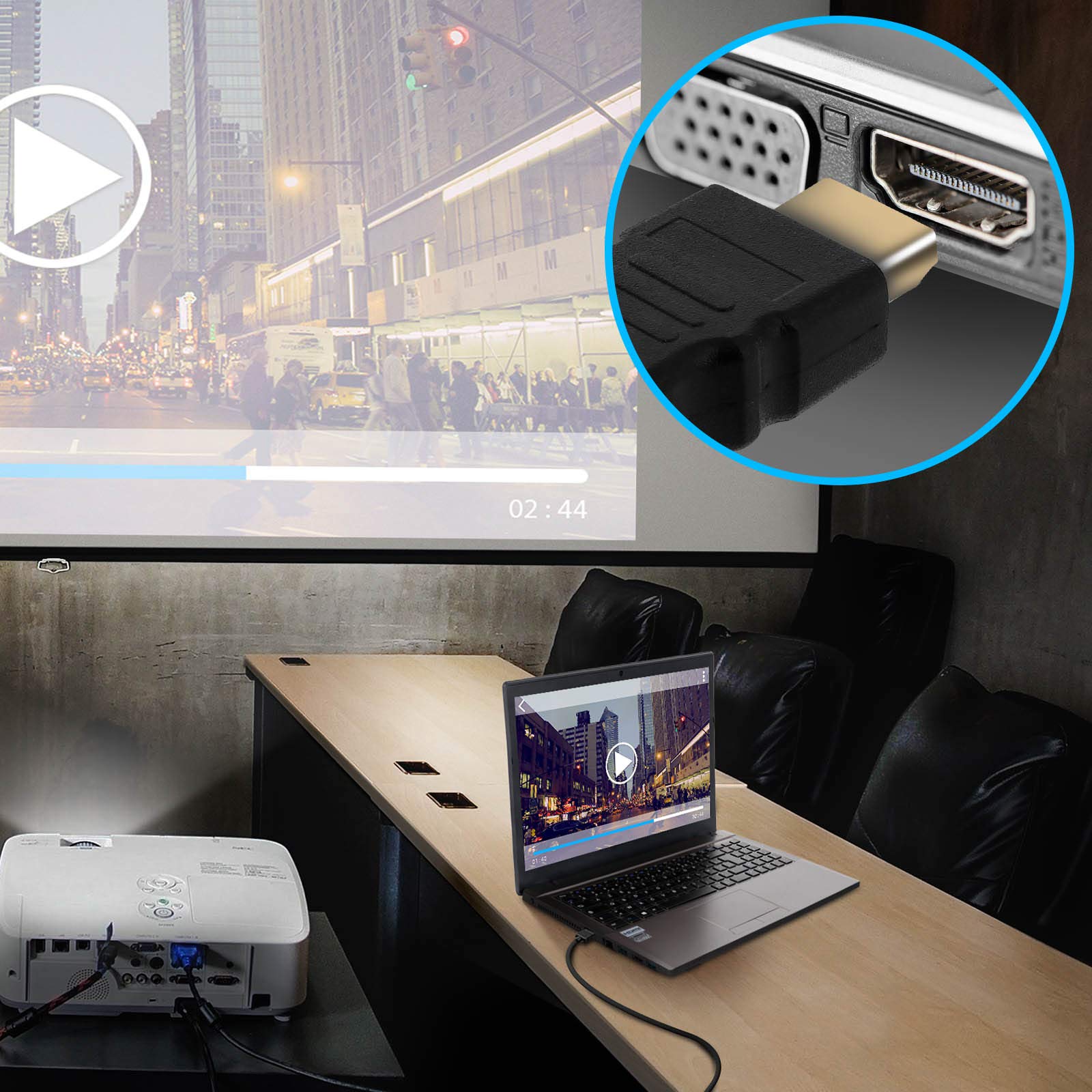 Linq Adattatore HDMI Maschio a VGA Maschio Cavo Video 1,8 m Lunghezza Compatibile Laptop/Proiettore/Monitor - Nero