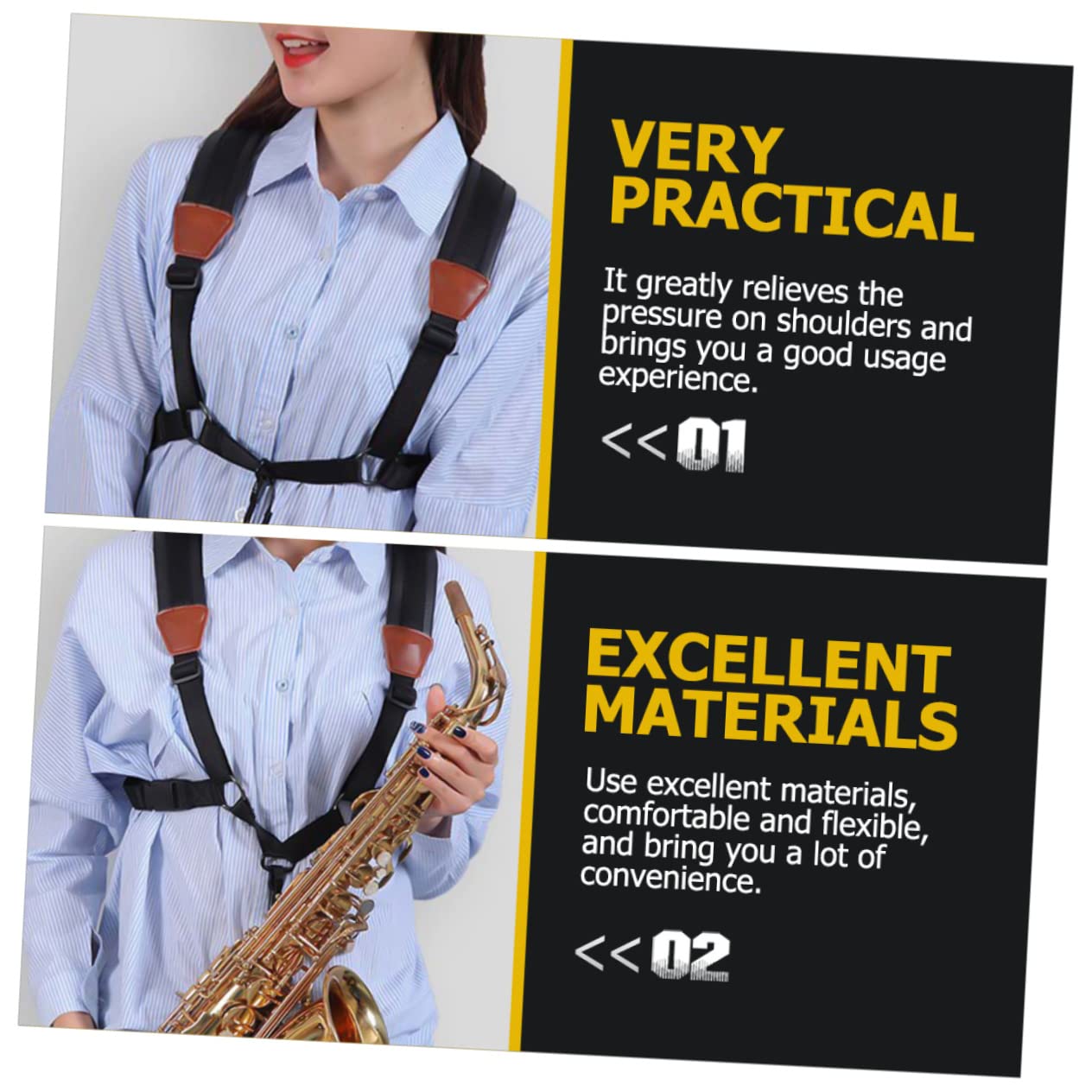 BESPORTBLE Saxophone Shoulder Strap Durable Sax Harness for Adults Comfortable Design Easy to Wear Suitable for Long Term Use