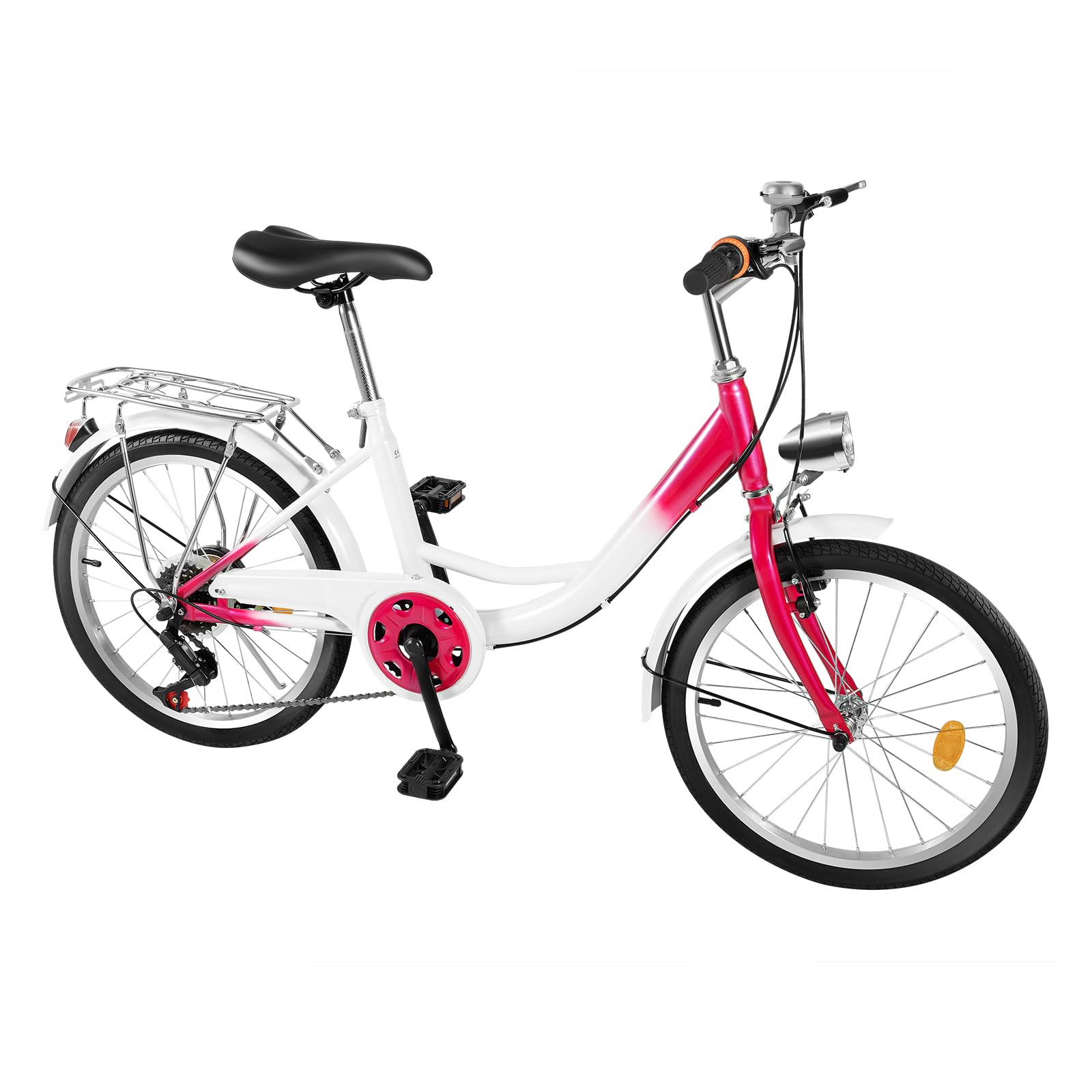 20 Zoll 6-Gang, Premium City Bike Fahrrad, Jugendrad Kinderrad Fahrrad, für Mädchen, Jungen, Herren und Damen, V-Brake Bremsen Schutzblech
