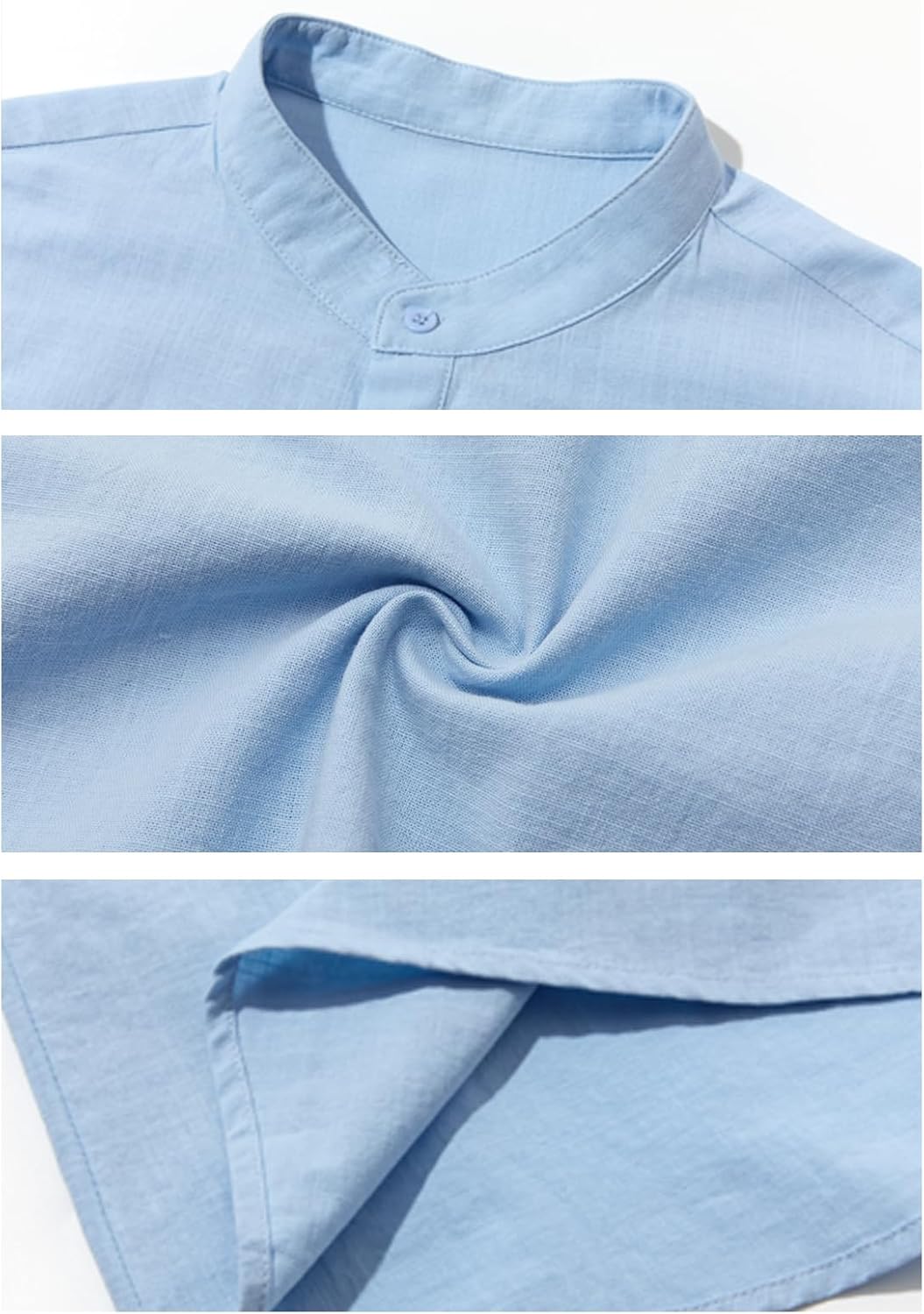 Beotyshow Men 100% Cotton Linen Henley Shirt Casual Short Sleeve Summer T Shirt Pocket Button Tee Top Beach Hippie Shirt - Image 6