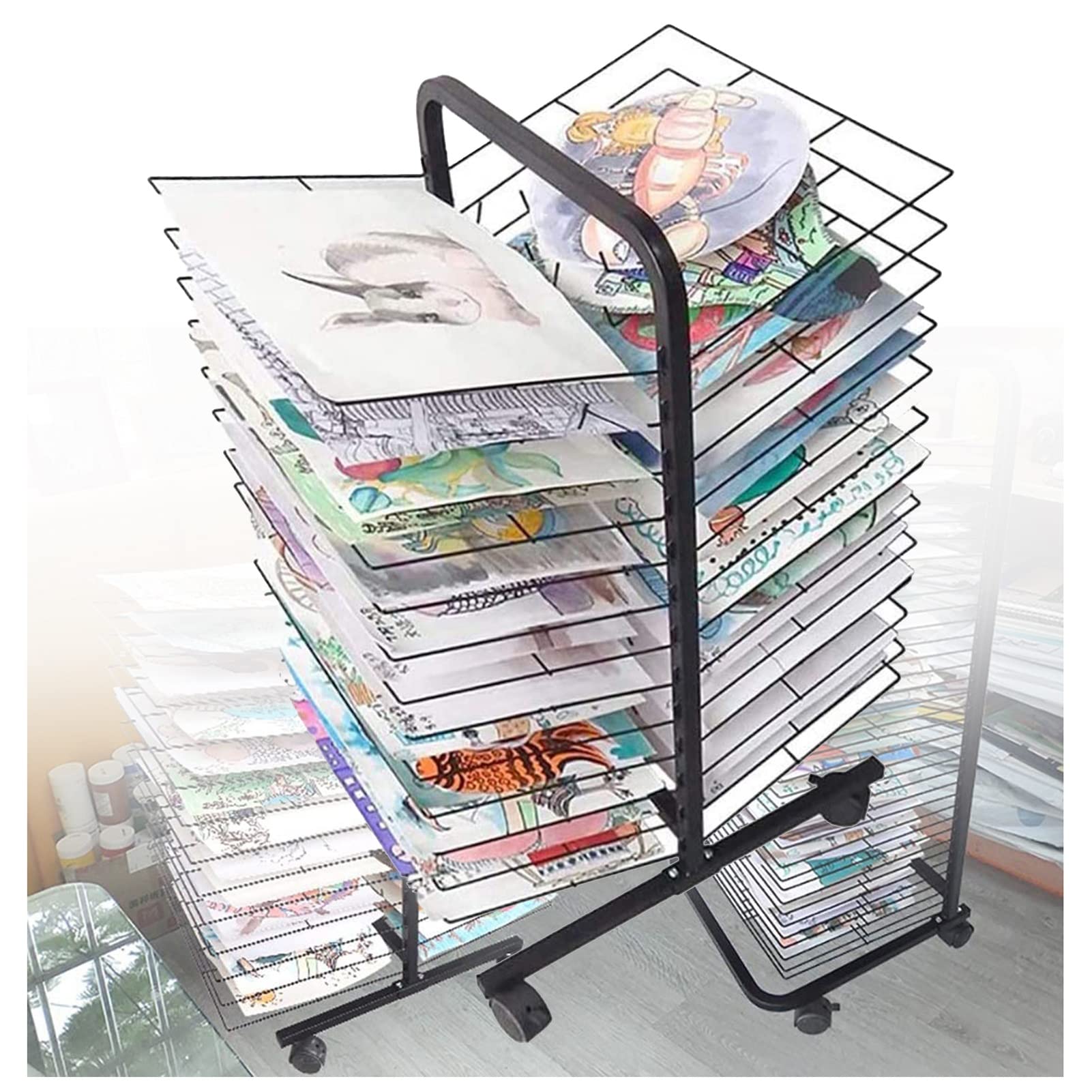 Aioneer 26Layers Art Drying Rack,Drying Rack for Painting,Suitable for Home or Classroom Use,Protect Artwork When Drying Suitable for A3/K8 Paper Art