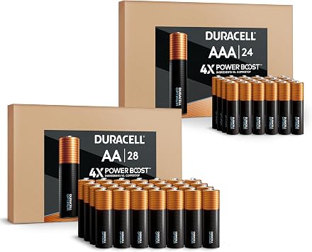 Duracell Optimum AA + AAA Batteries Combo Pack, 28 Count + 24 Count Double A & Triple A Battery with Power Boost ingredients, Alkaline Battery - 52 Count Total Ecommerce Packaging