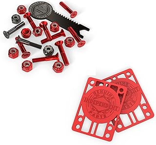 INDEPENDENT Trucks Skateboard Hardware 1" Black/Red + Tool + Red Indy Risers