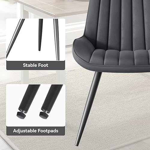 Miniatura 4 de Juego de 4 sillas de comedor modernas, sillas de comedor tapizadas con cojines gruesos, cómodas sillas de comedor de tela con patas de metal para