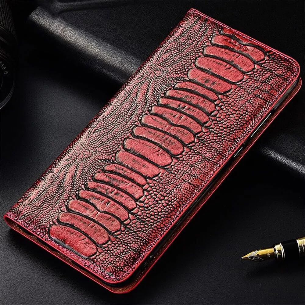 Étui Samsung Galaxy S9 plus rouge en cuir véritable 3D à rabat magnétique - 7