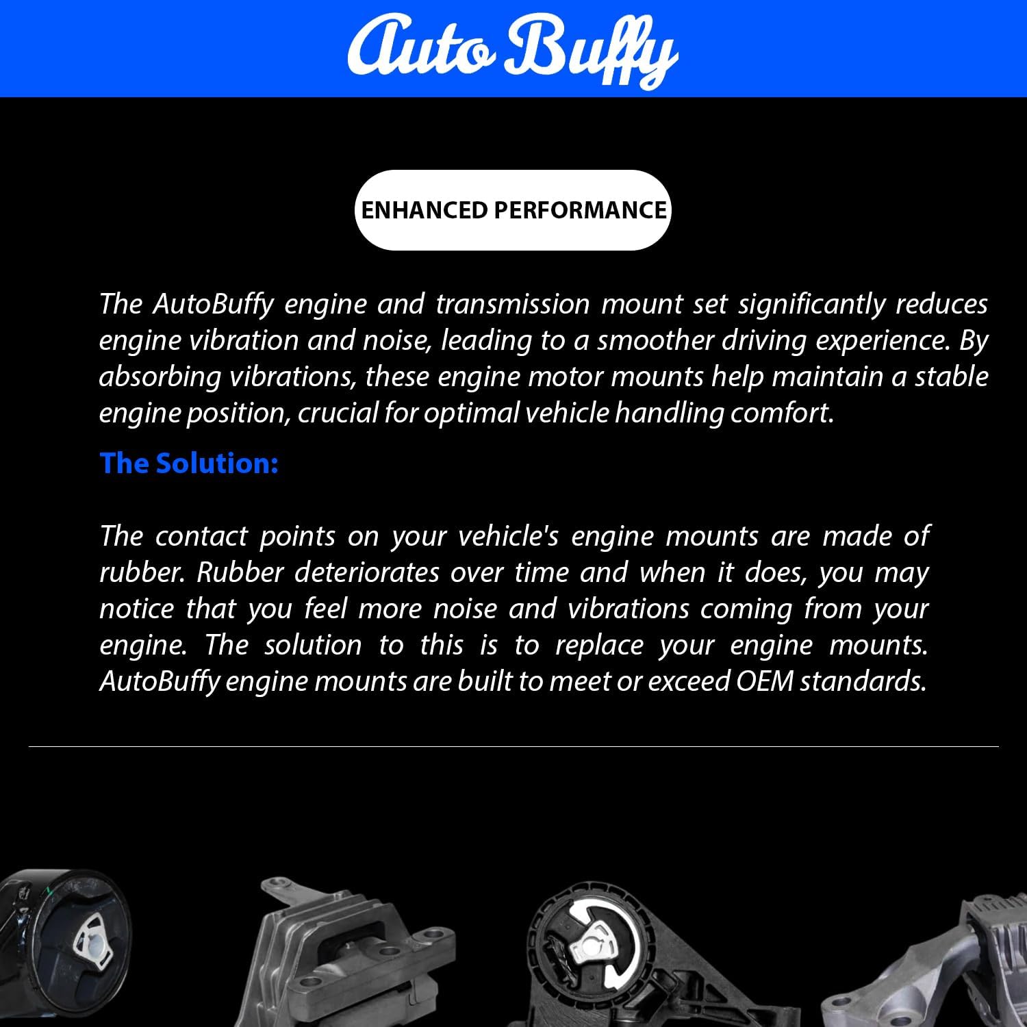 AutoBuffy Engine & Transmission Mount Set 4PCS, Fits for 07-12 Chevy Malibu/ Pontiac G6/ Saturn Aura 3.6L - Perfect Replacement for 3248 A5436 3242 A5435 4061 3097 A5354HY - Enhance Performance