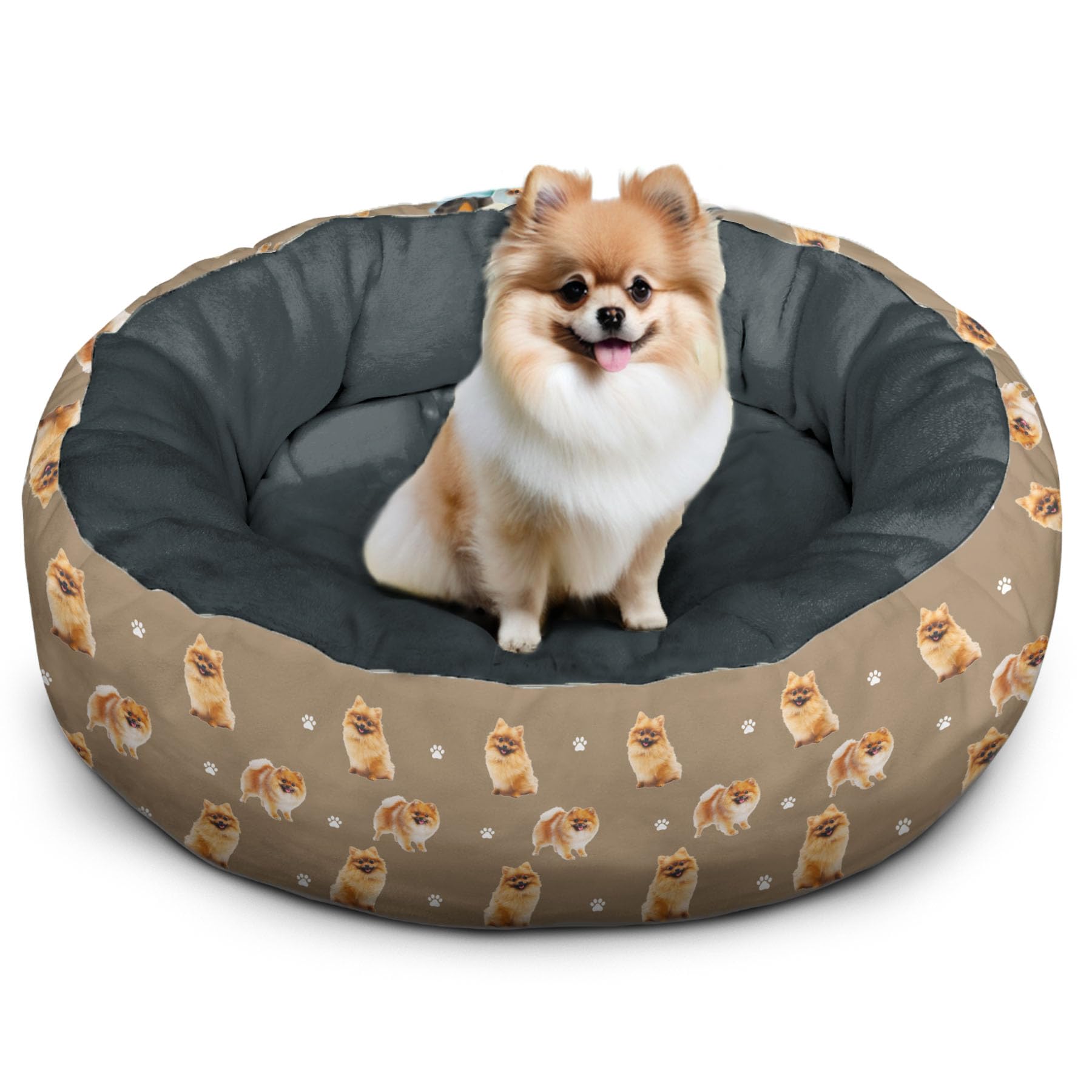 Dog Calming Beds for Small Medium Large Dogs - Round Donut Washable Dog Bed (Pomeranian, Large:30 * 30 * 8in)