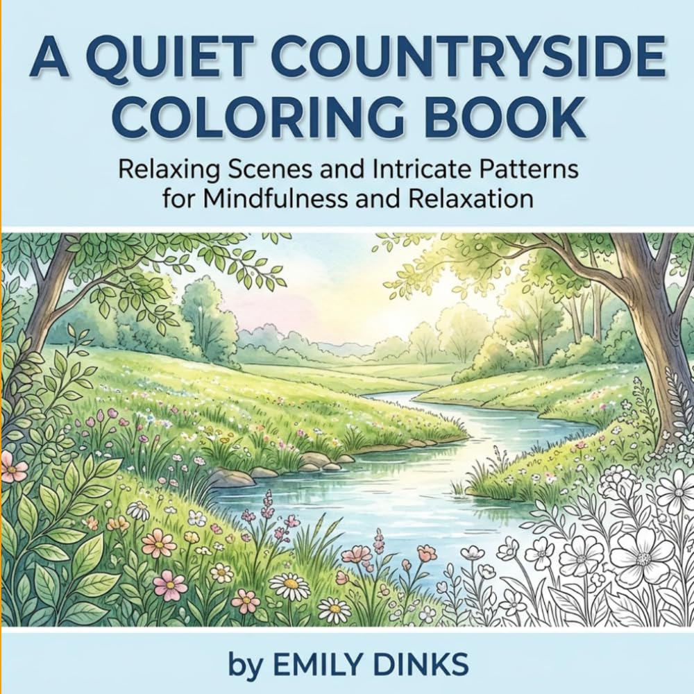 Quiet Countryside: A Bold and Easy Coloring Book for Adults — 50 Cozy Cottagecore Scenes of Country Cottages, Gardens, Farm Animals, and Peaceful Rural Life for Stress Relief and Mindful Relaxation