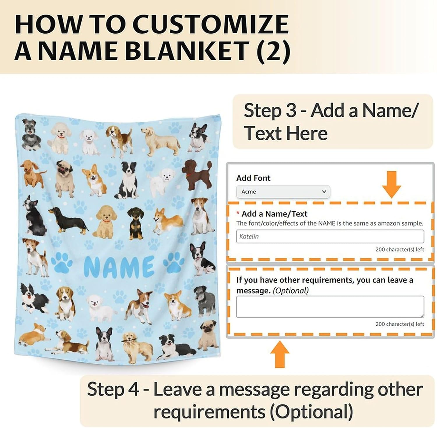 Custom Kids Blanket for Girls Boys with Name, Cozy 60 x 50 Inches Dogs Blanket Gift for Dogs Lovers, Cute Puppy Fuzzy Flannel Throw Blanket, Soft Throws for Bed, Living Room Couch Trip Sofa