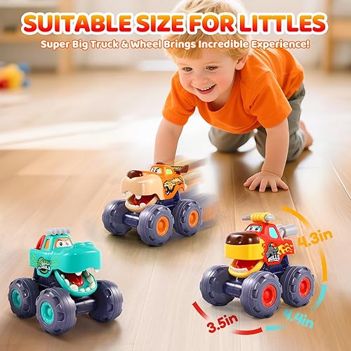 Miniatura 5 de OCATO Car Toys for 1 Year Old Boy Gifts, Pull Back Monster Truck Toy Cars for Toddlers 1-3, 1 2 3 One Year Old Boy Birthday Gift 1st Vehicles Kids