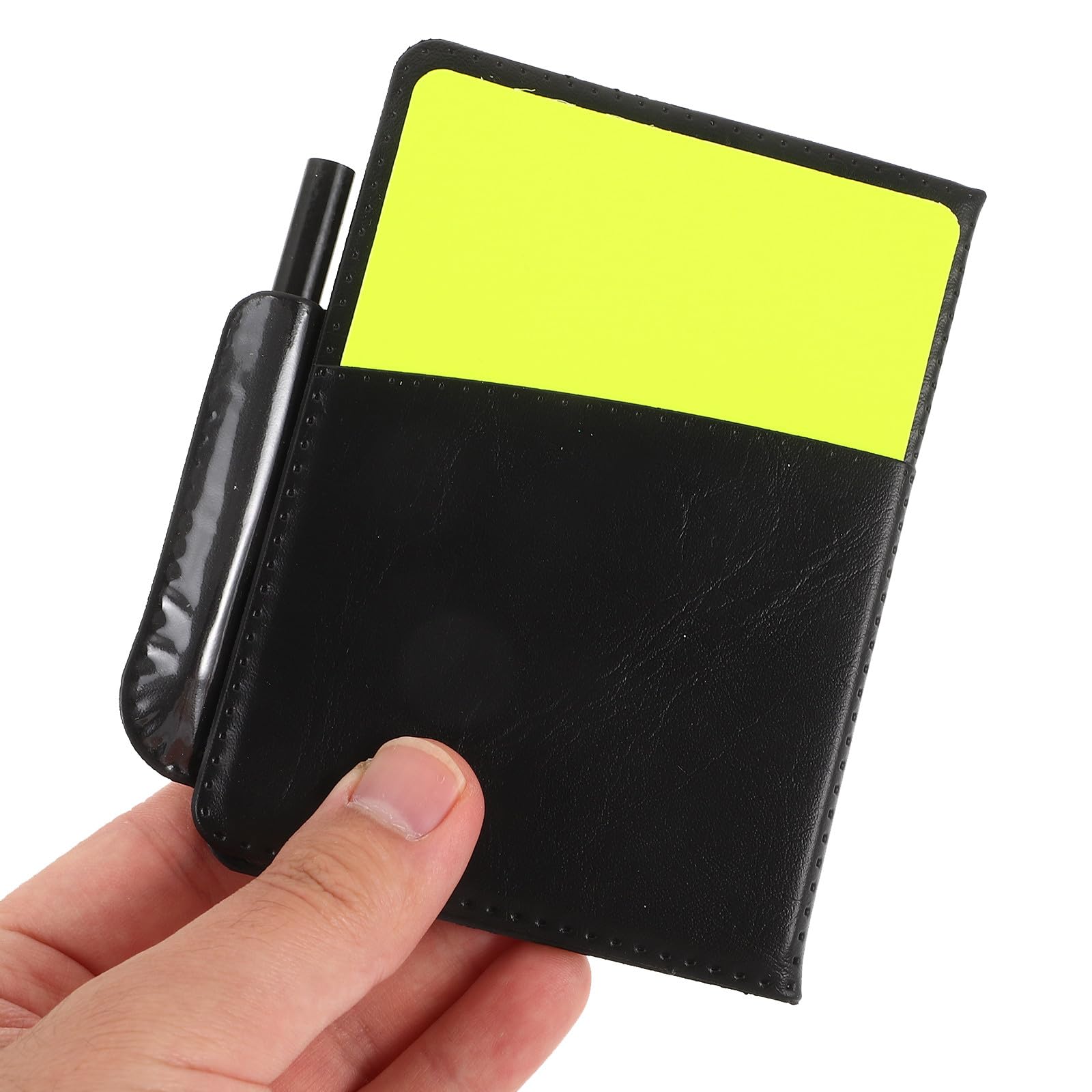 Angoily Kit Arbitro Calcio 2 Pezzi Cartellini Rossi e Gialli Sottili, Portafoglio Portatile, Penna e Blocco Note per Allenamenti Sportivi e Partite Ufficiali