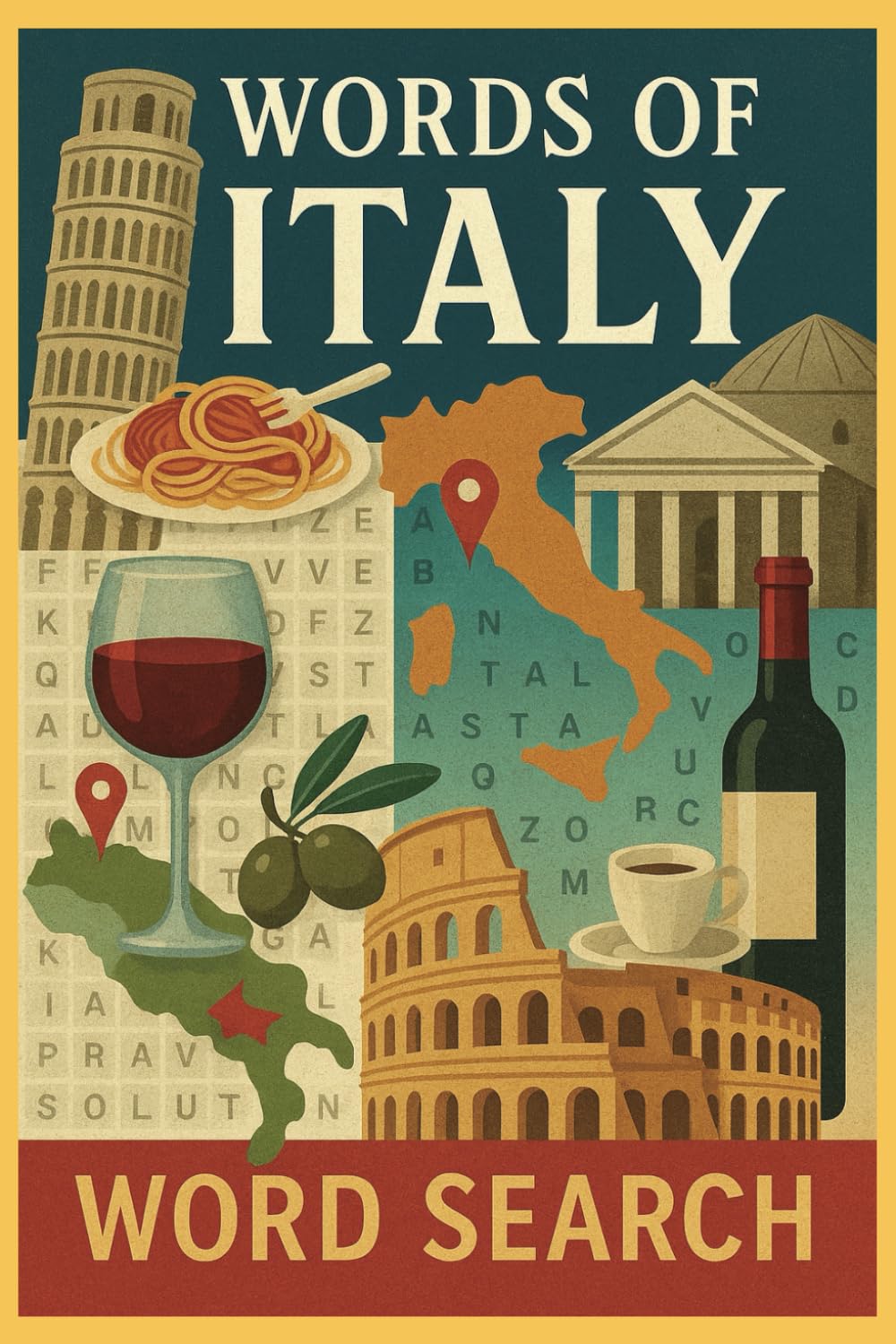 Words of Italy: Word Puzzles Celebrating Italian Phrases, Travel, Food and Art | 6x9 inches | Italy Language Culture