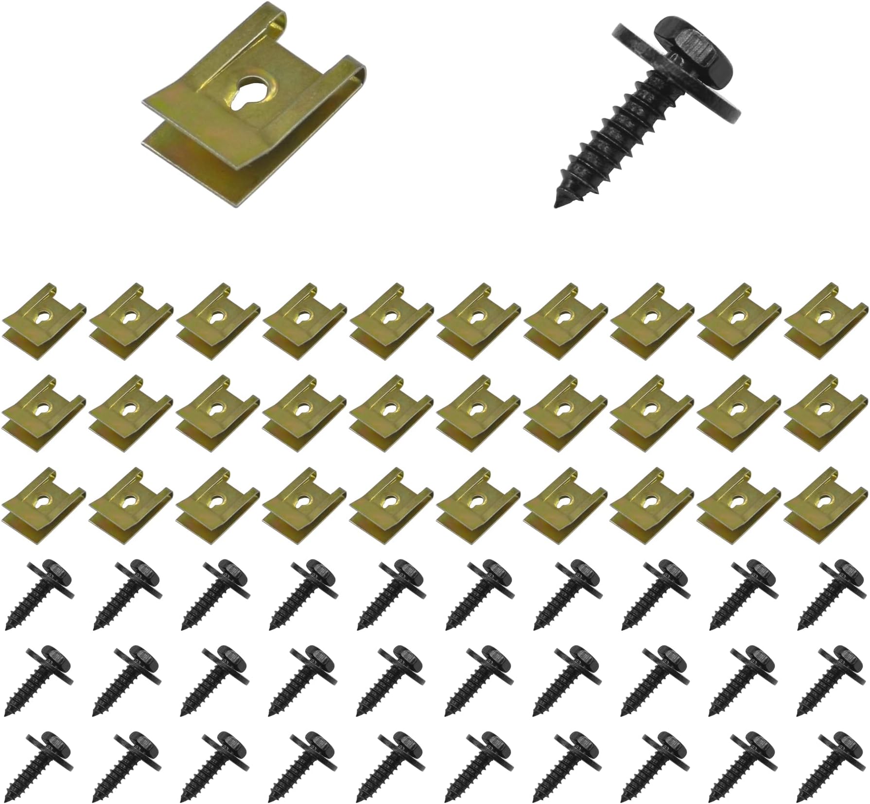 – 60 PCS Car Screw Tabs,U Type Body Panel Screw Clips,Undertray Screws,Auto Body Fender Screws