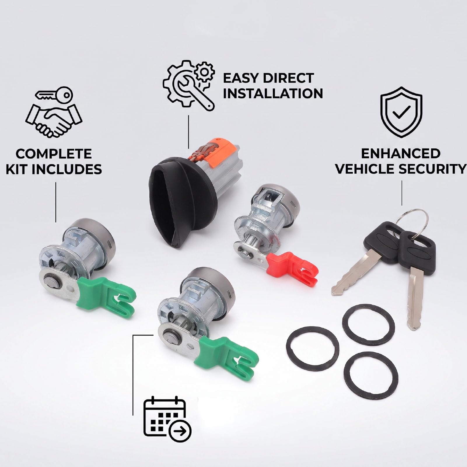 Ignition Switch Door Lock Cylinder Set, 2 Keys