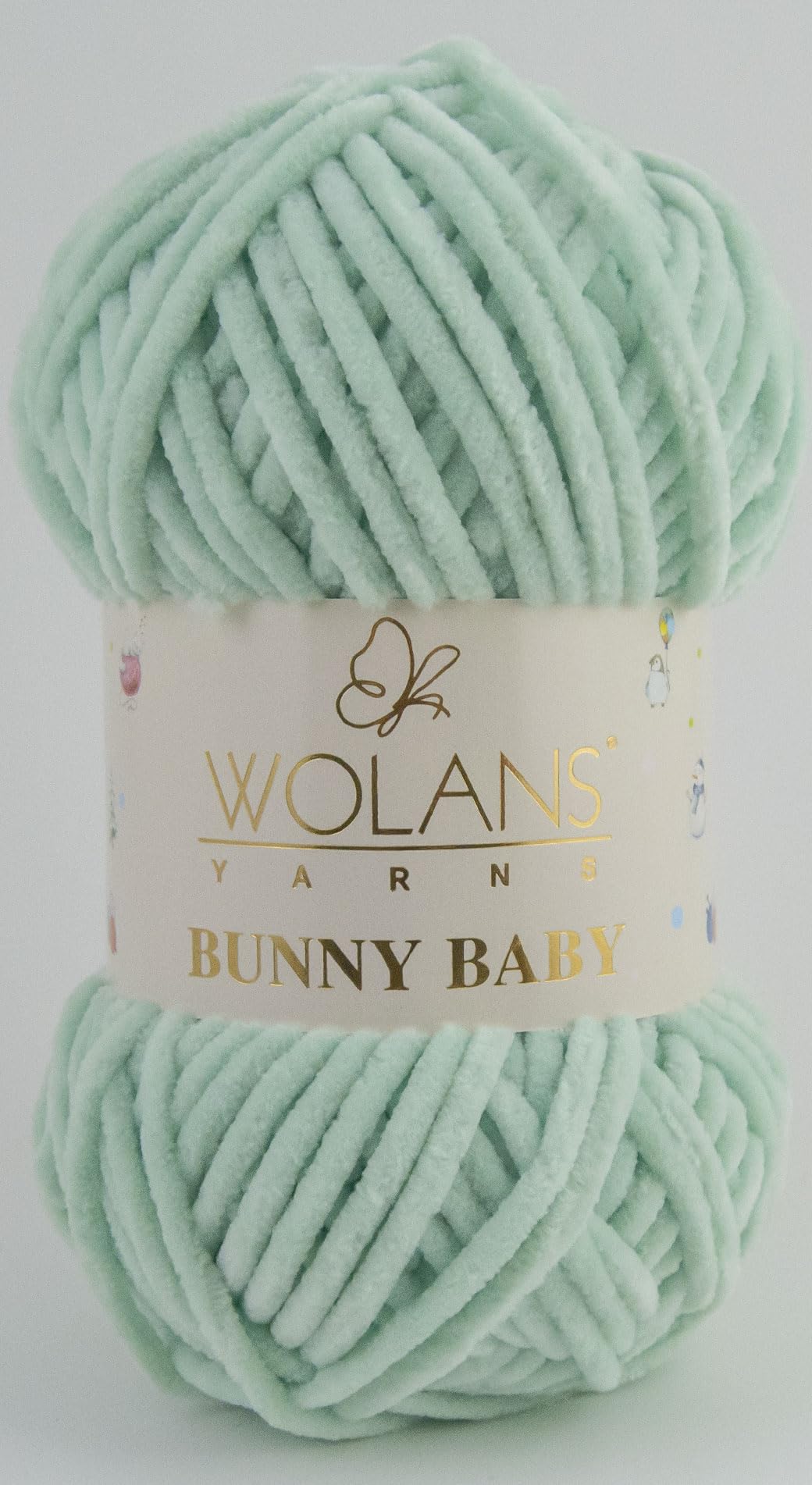 Wolans Bunny Baby Chenile Style Yarn Wool 72 Colours Available 100g Balls (Mint Green Col 23)