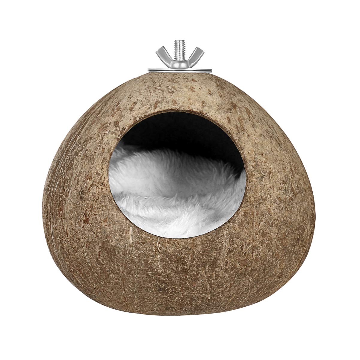 POPETPOP Nido de Pájaros de Cáscara de Coco- Nido de Pájaro de Cáscara de Coco Natural Mantener Caliente Jaula de Cabaña para Mascotas Periquitos Loros Periquitos