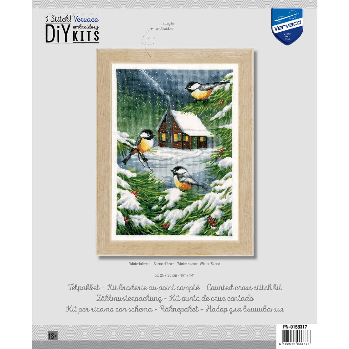 Vervaco Kit Punto Croce Contato SCENA INVERNALE Decorativi Per Pareti ca. 25 x 35 cm Set Fai Da Te Creativo Adulti Casa Decor Arte Da Parete Kit Per Hobby Cross Stitch
