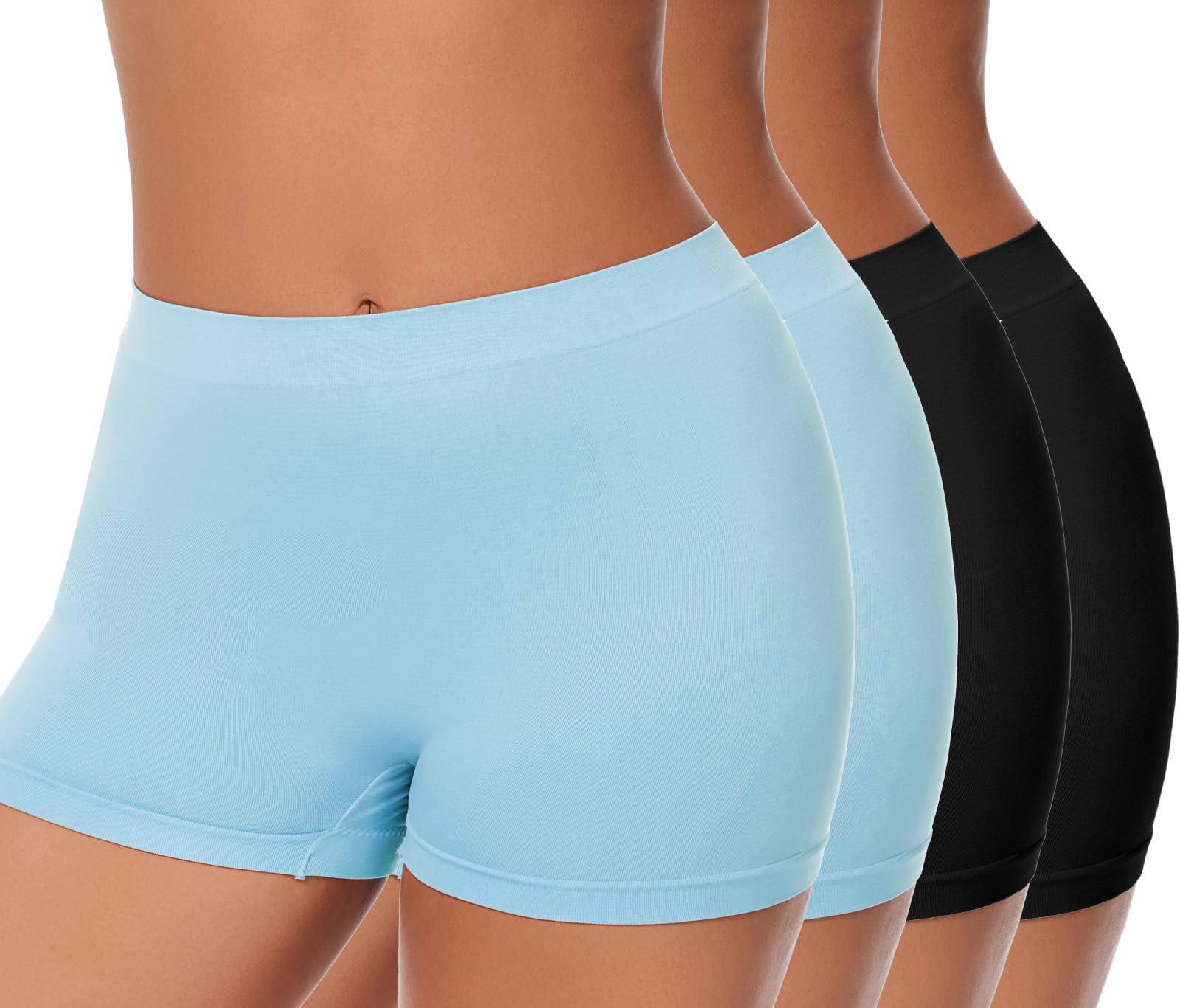 Zimi Collection Women's 2Black+2Blue Plus Size Xl-6Xl Boyshorts Underwear For High Waisted Panties Stretch Boxer Briefs 4 Pack 5XL