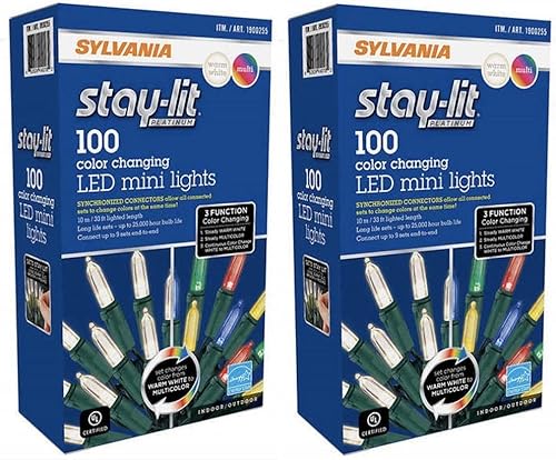 Miniatura 1 de Sylvania Platinum - 100 luces LED dobles que cambian de color (33 pies de longitud) (paquete de 2)