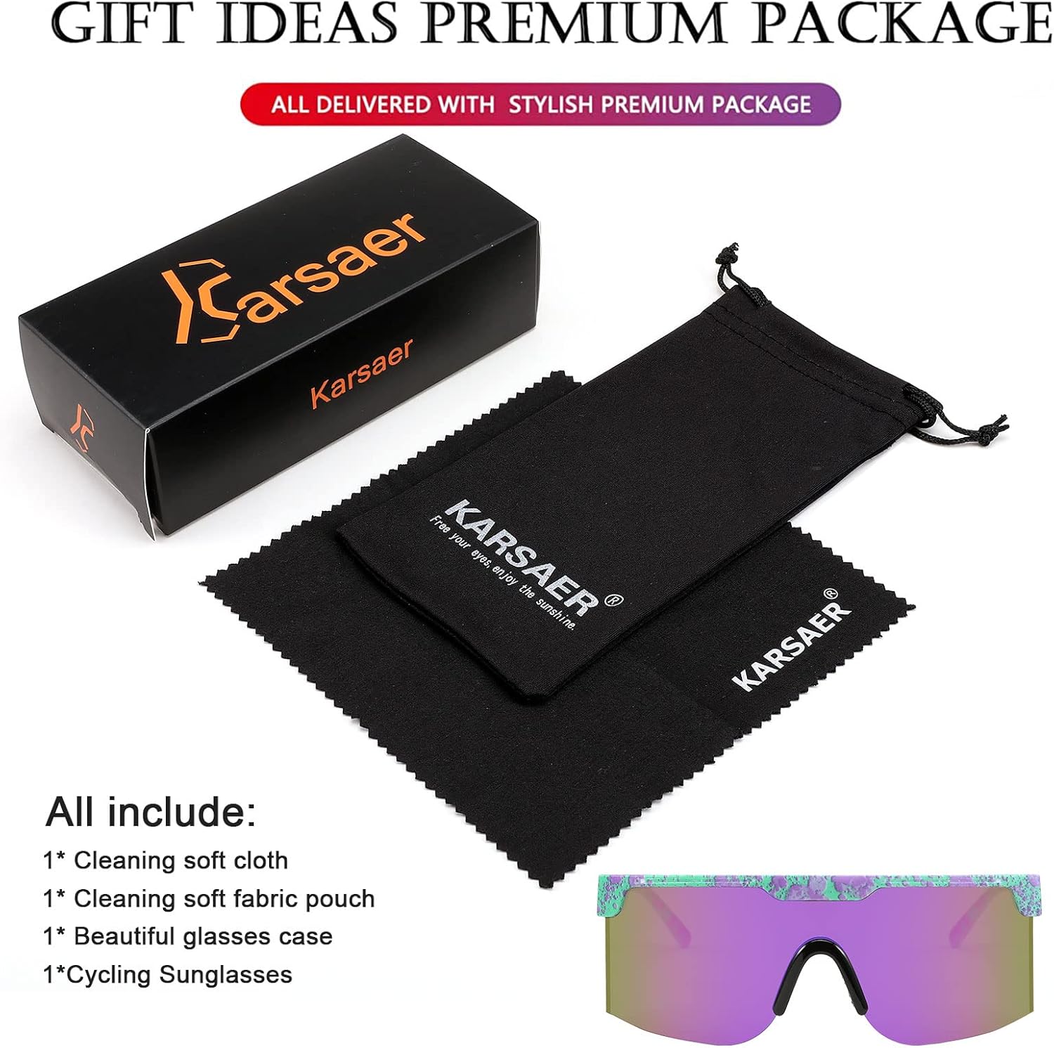 Karsaer Vision 80s 90s Retro Semi Rimless Sunglasses Neon Visor Shades Rainbow Sunlasses for Men Women - Image 6