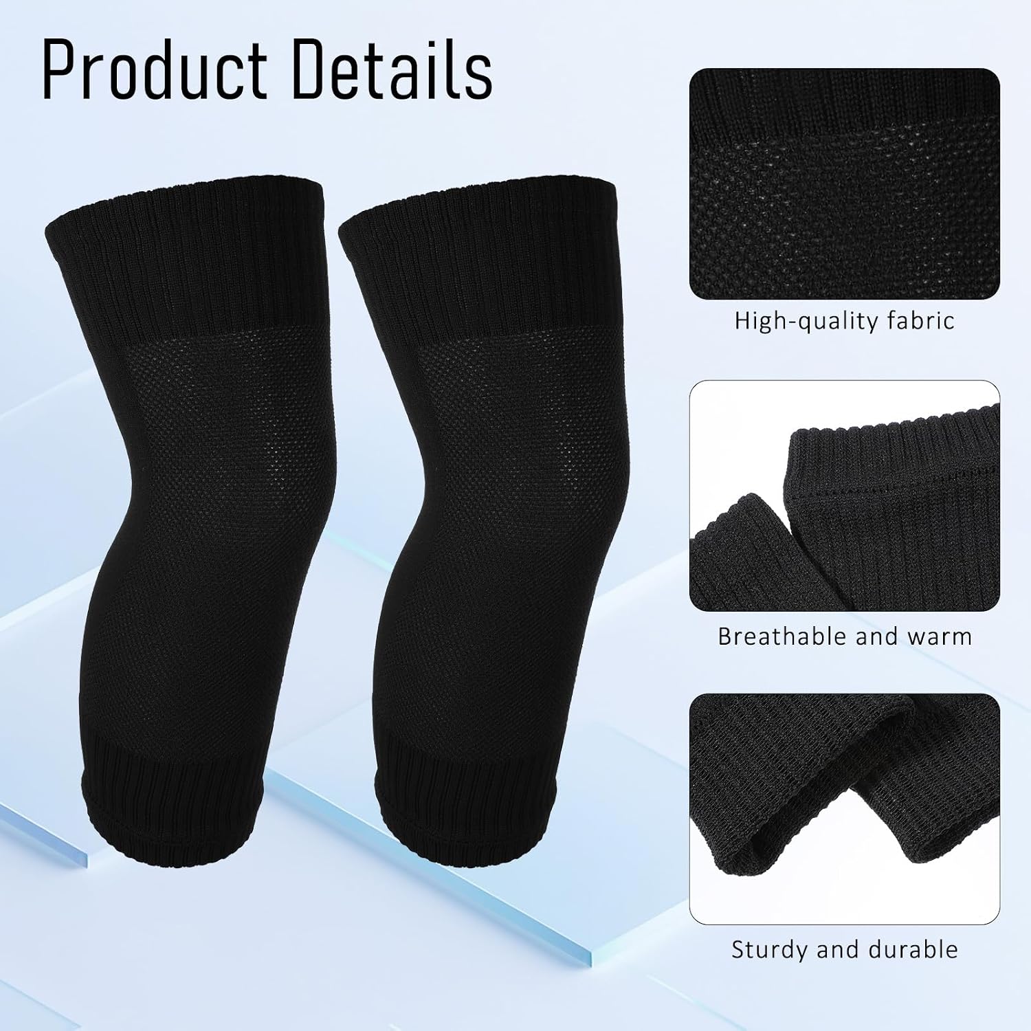3 Pair Pre-Cut Soccer Socks, Black Precut Soccer Sleeves Socks, Elastic Football Precut Leg Sleeves, Grip Football Sock for Men Sports