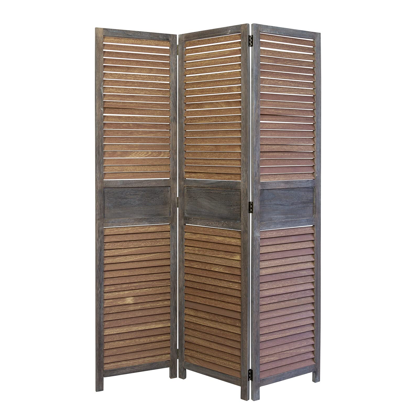 Homestyle4u Paravent Raumteiler Holz Trennwand Braun Sichtschutz Indoor faltbar 3-teilig