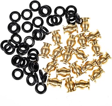RC Rod Ends Ball Studs Joints Set for SCX24, 20Pcs Brass Ball & 40Pcs O-Ring, Upgrades Parts for 1/24 RC Crawler Car, Brass Upgrades Accessories