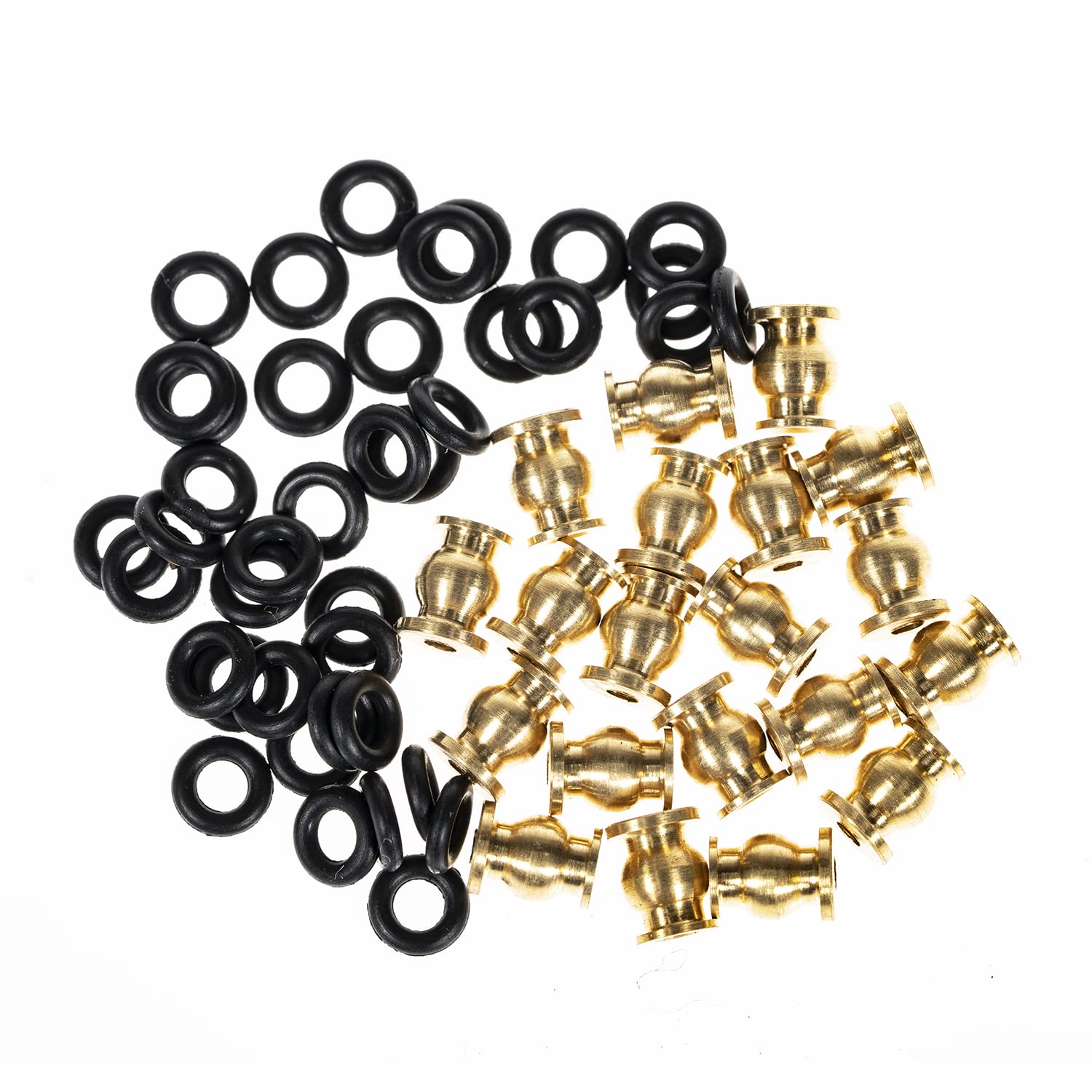 RampCrab RC Rod Ends Ball Studs Joints Set for SCX24, 20Pcs Brass Ball & 40Pcs O-Ring, Upgrades Parts for 1/24 RC Crawler Car, Brass Upgrades Accessories