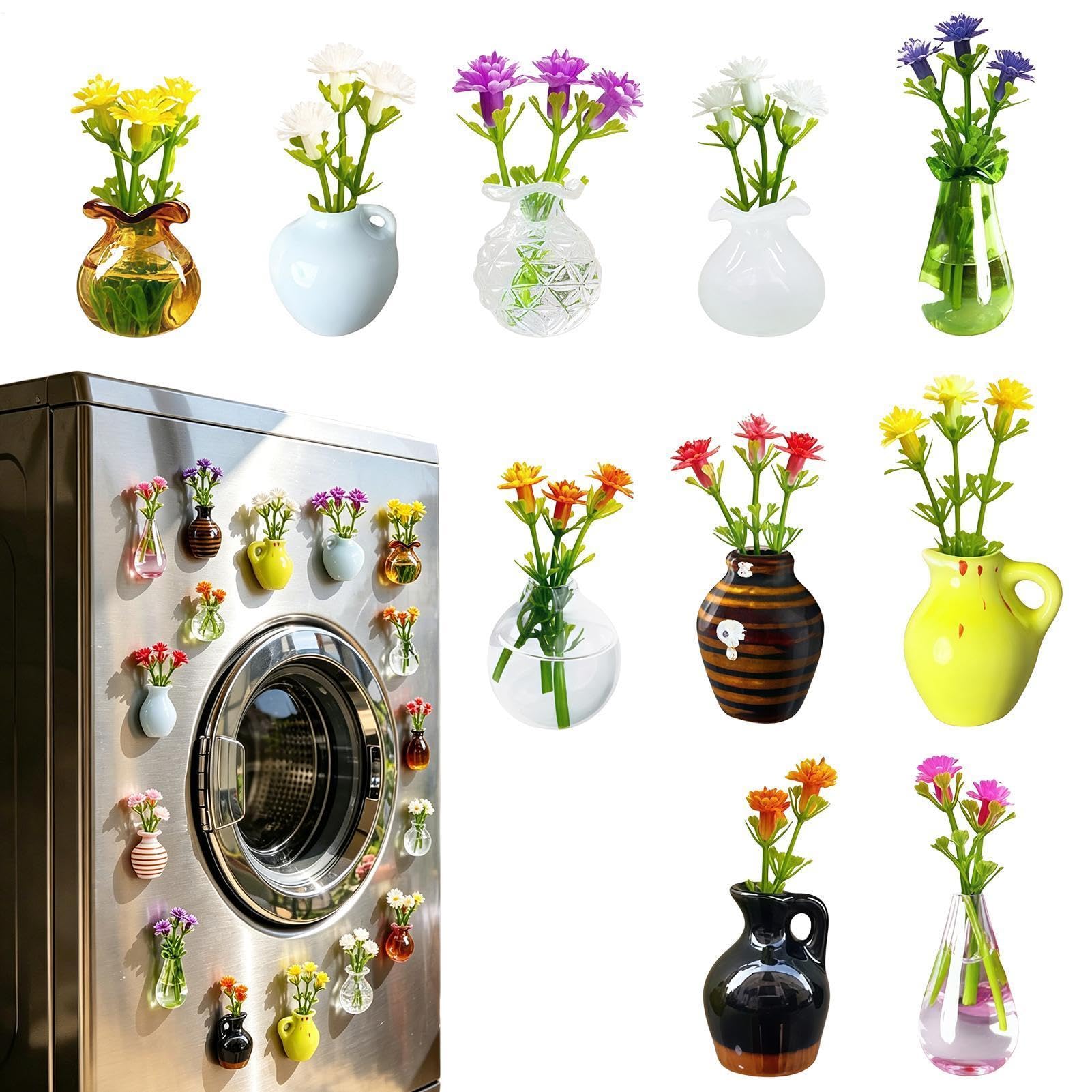 Decoración magnética jarrón frigorífico en set de 10 piezas estilo granja y cocina