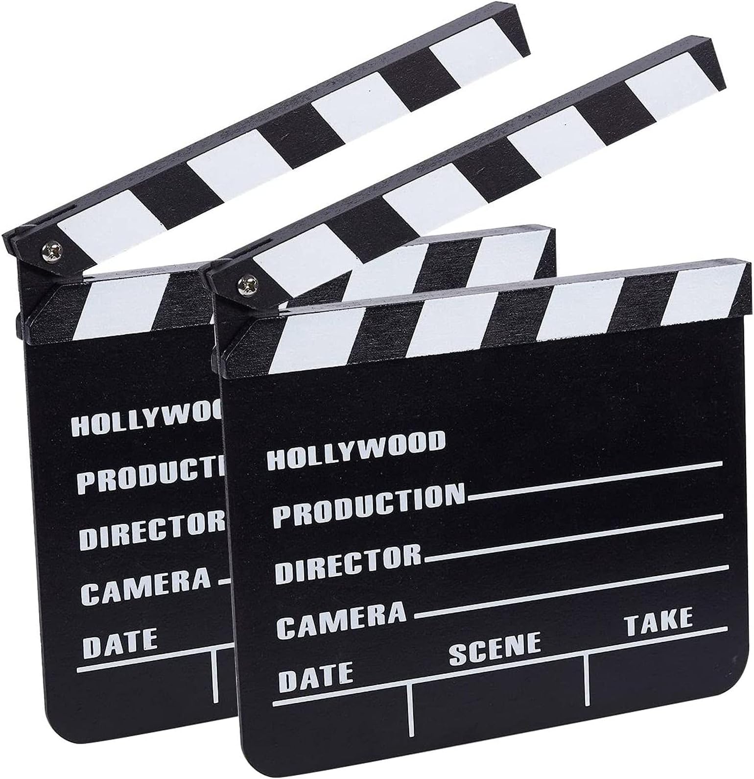 Clapper Board - 2-Pack Movie Clapboards, Director Film Slate for Movie Scene Production Decoration Prop, Black, 8 x 0.5 x 7.25 Inches
