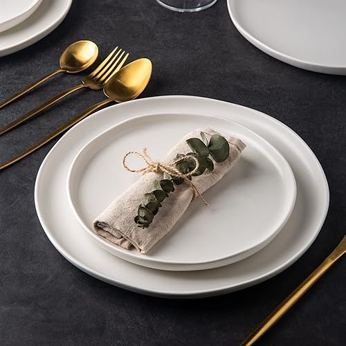 Miniatura 6 de AmorArc Juego de 6 platos de cerámica para ensalada, con borde ondulado de 8.5 pulgadas, para postre, ensalada, aperitivo, cena pequeña, etc., aptos